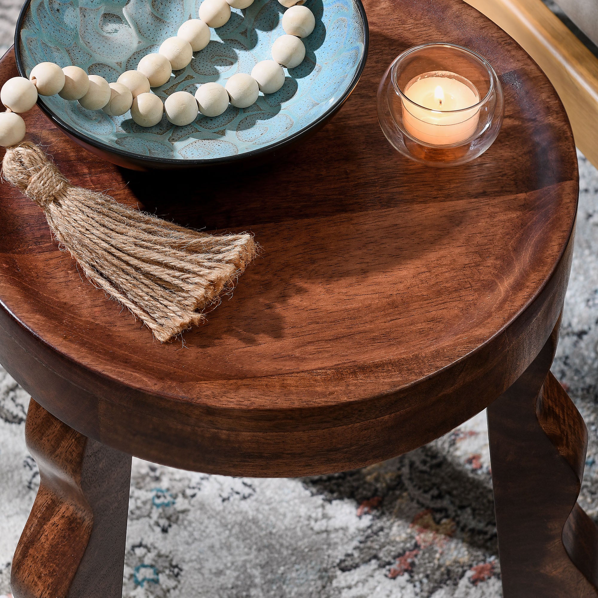 Modway Sorrel Carved Wood Stool