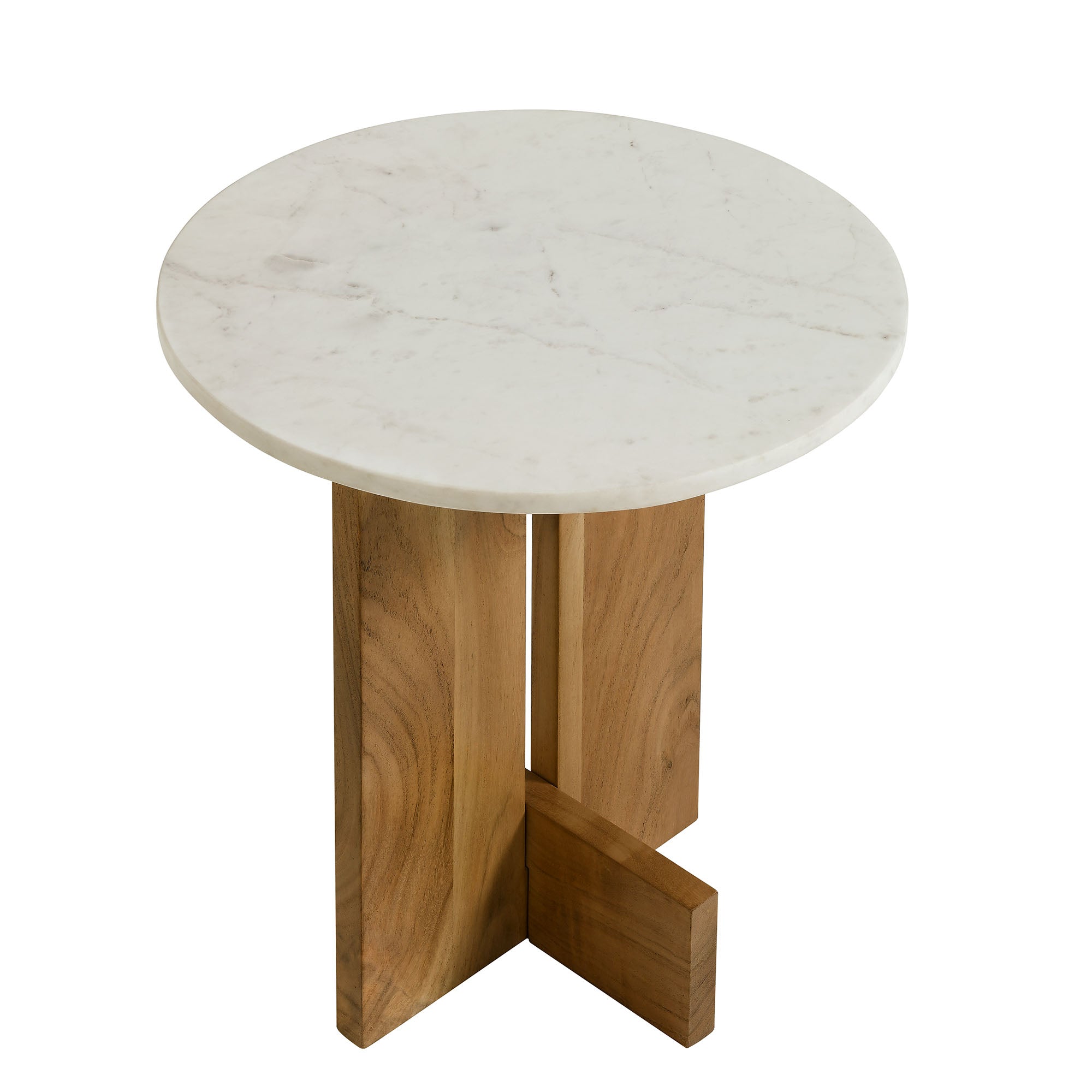 Modway Tarin Acacia Wood and Marble Side Table