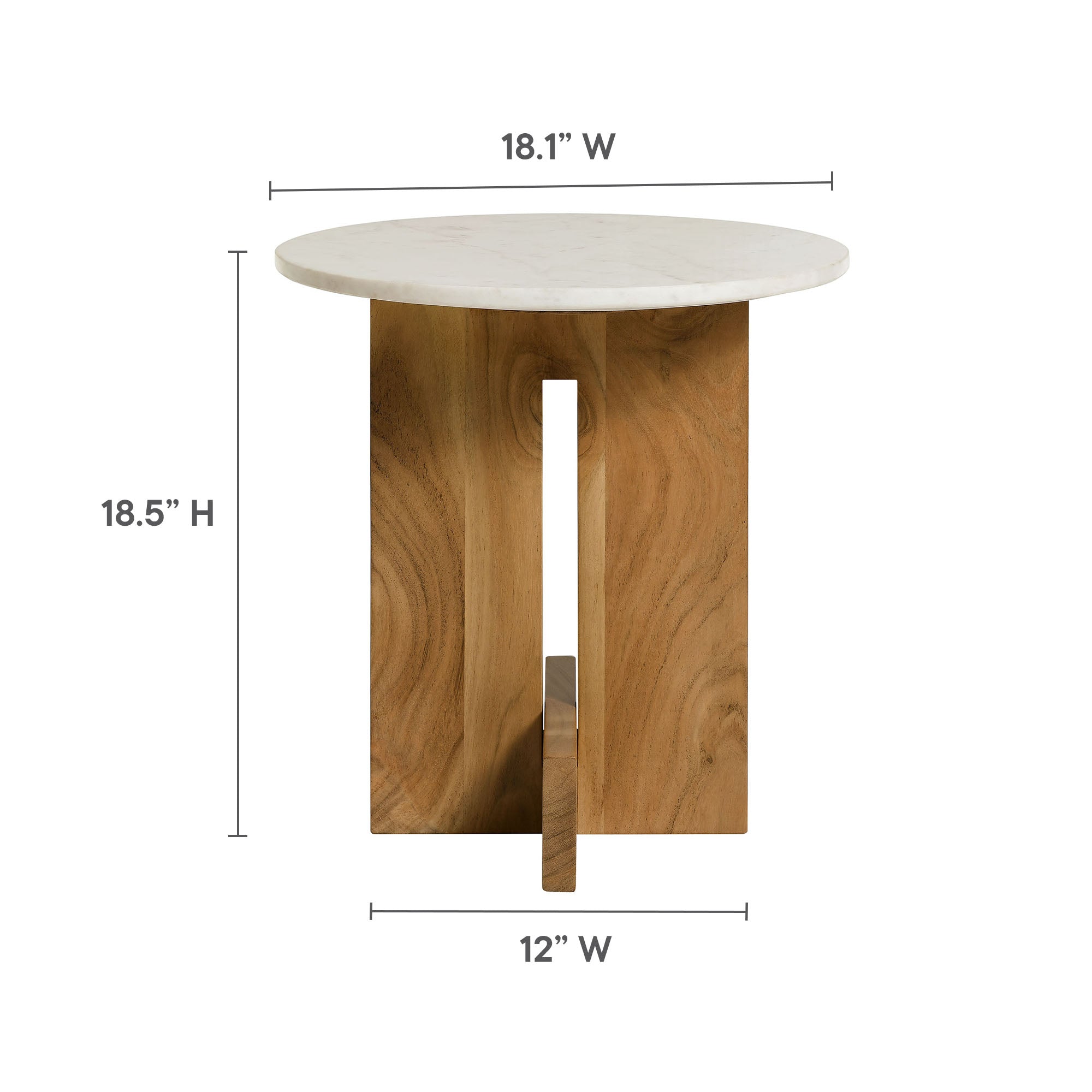 Modway Tarin Acacia Wood and Marble Side Table