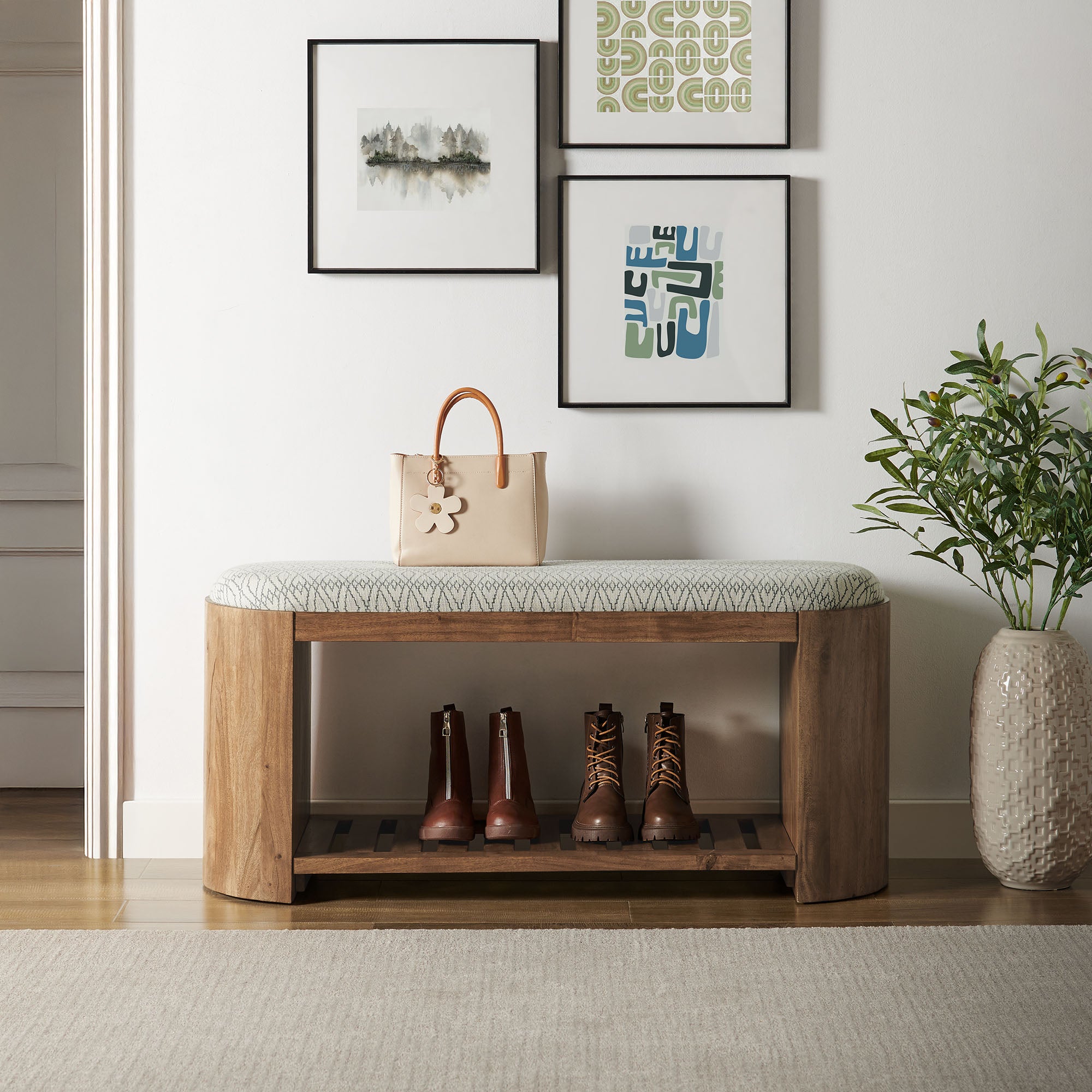Modway Ashby 45" Geometric Upholstered Bench