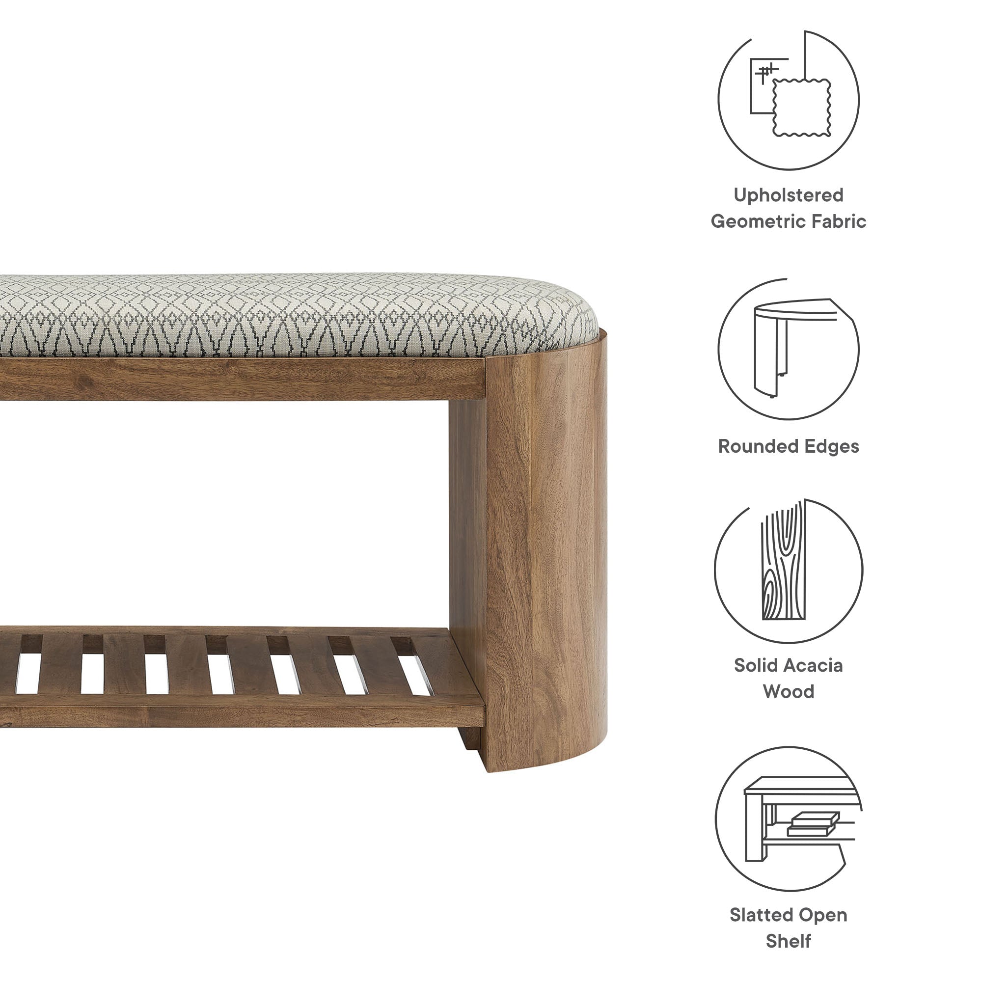 Modway Ashby 45" Geometric Upholstered Bench