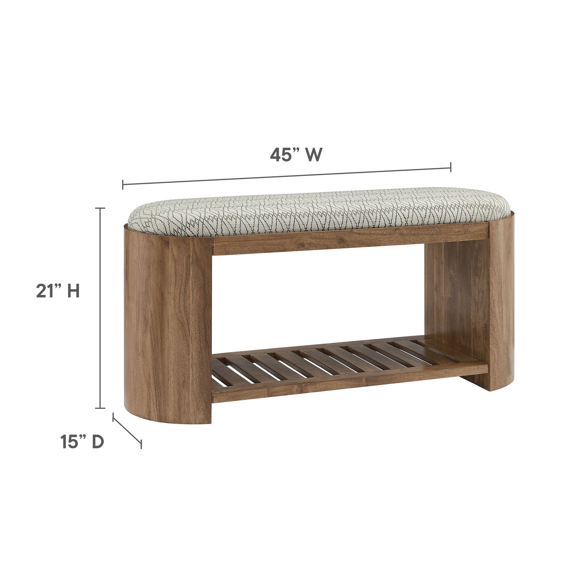 Modway Ashby 45" Geometric Upholstered Bench