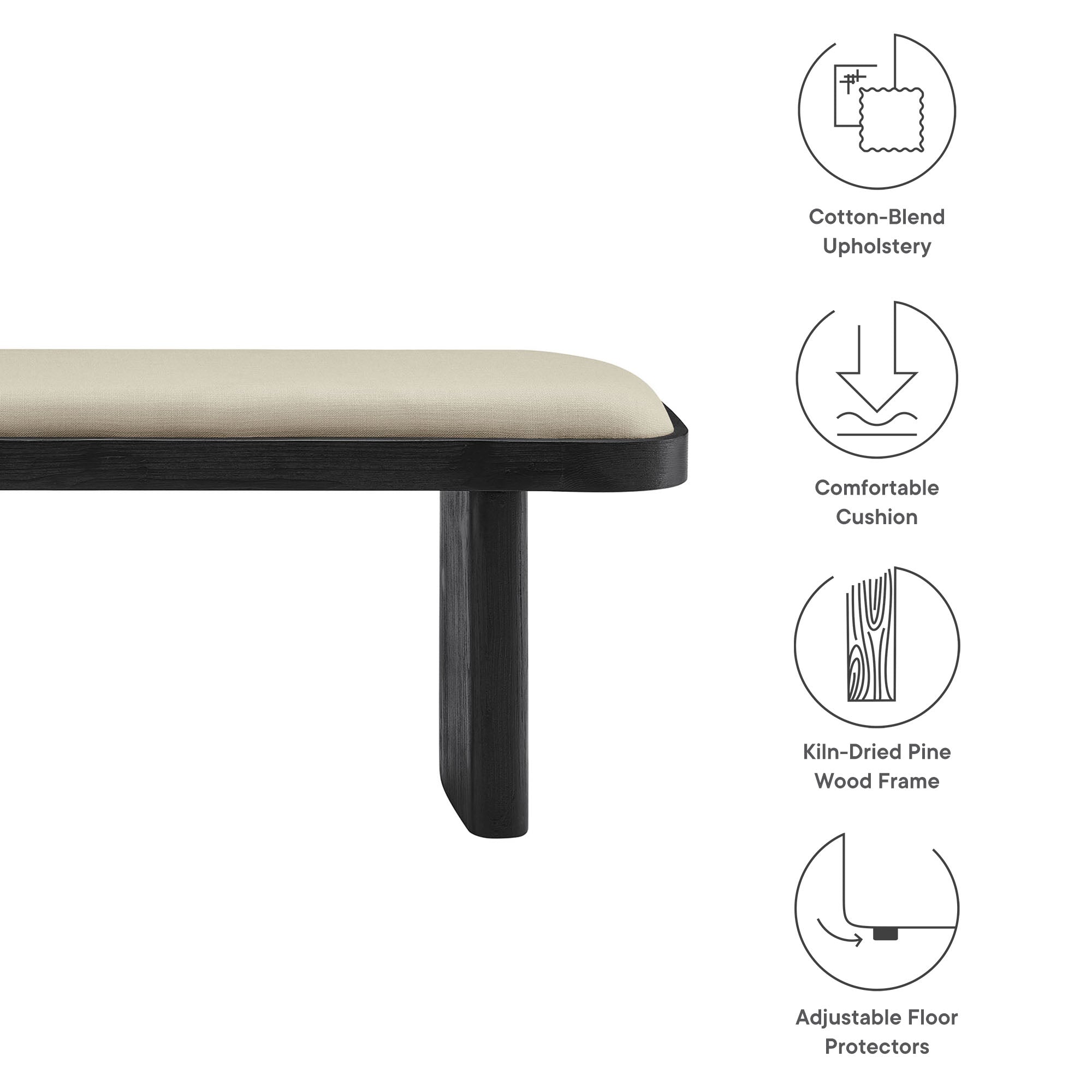 Modway Iver 43" Upholstered Wood Accent Bench