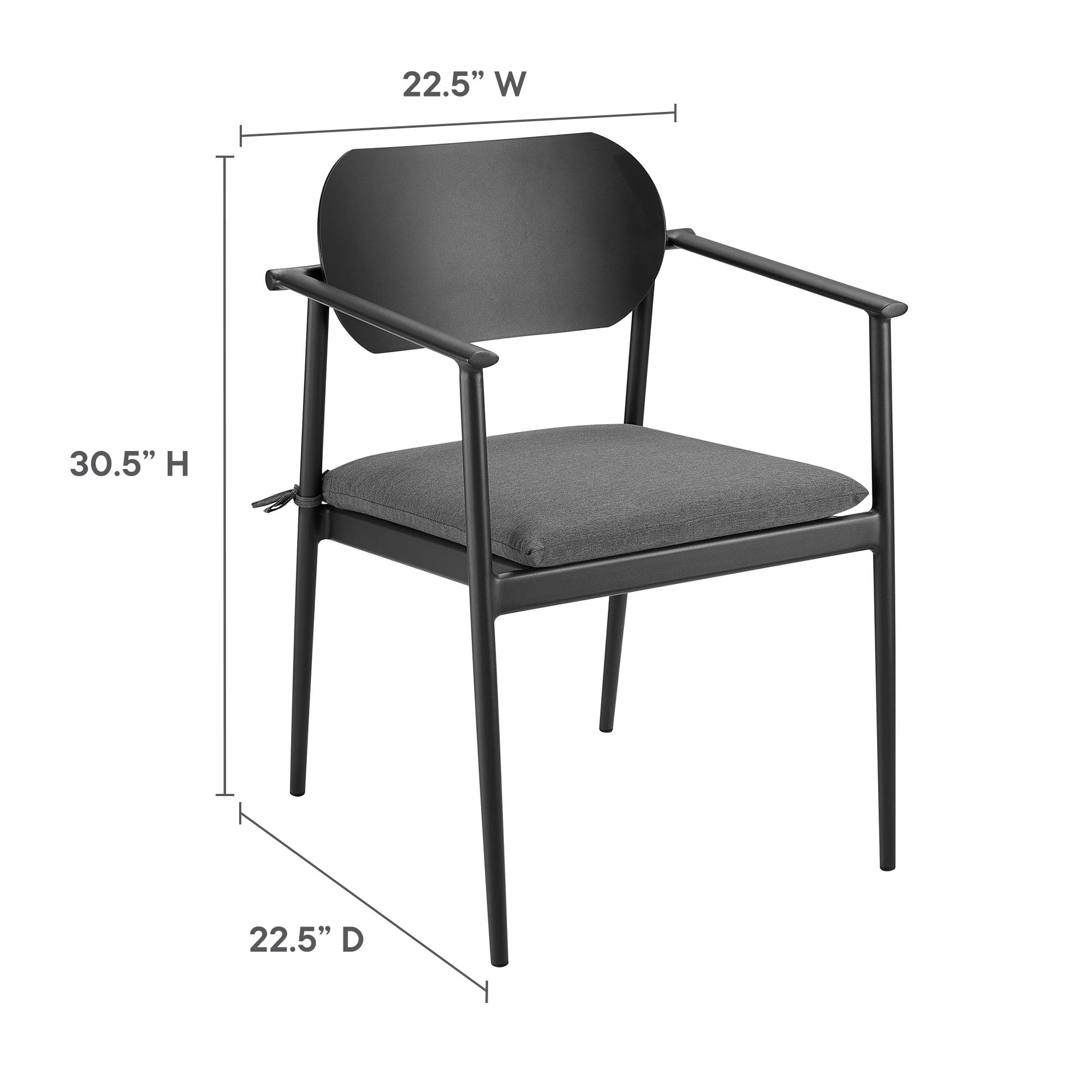 Modway Aeris Stackable Outdoor Patio Aluminum Dining Armchair Set of 2