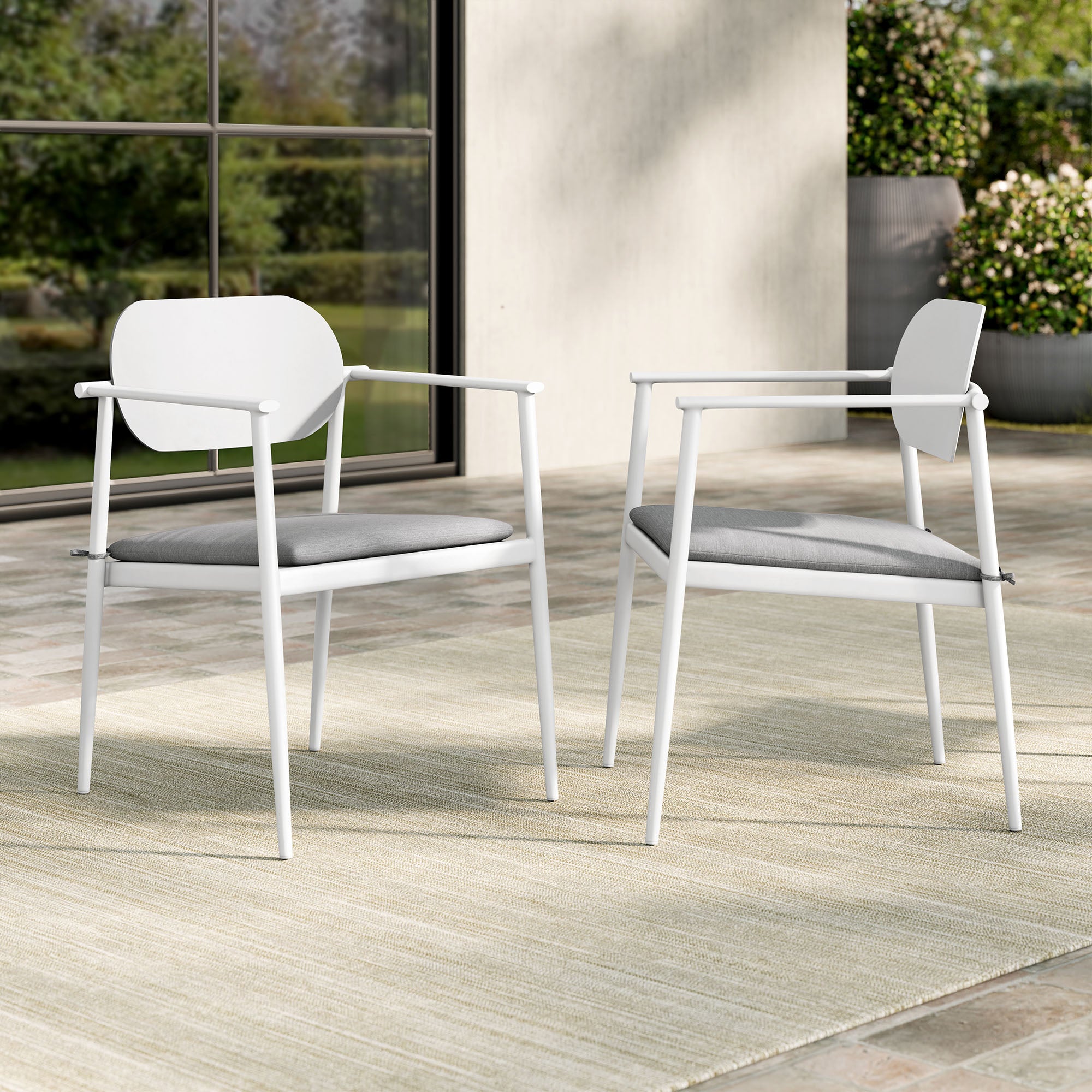 Modway Aeris Stackable Outdoor Patio Aluminum Dining Armchair Set of 2