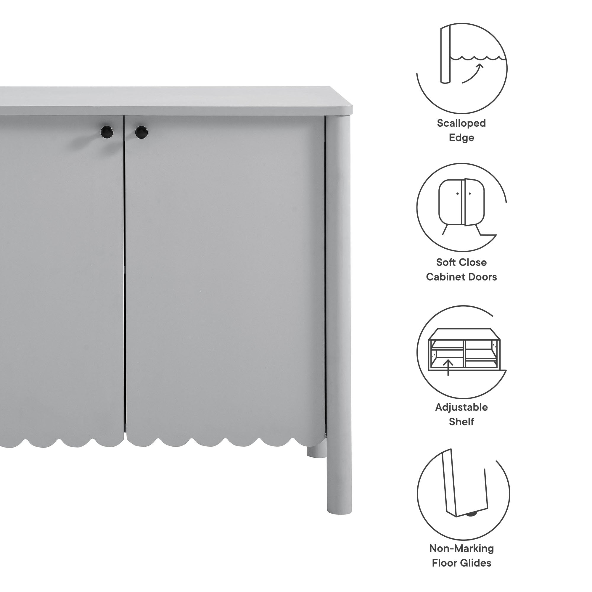 Modway Emmeline 35" 2-Door Scalloped Sideboard Cabinet