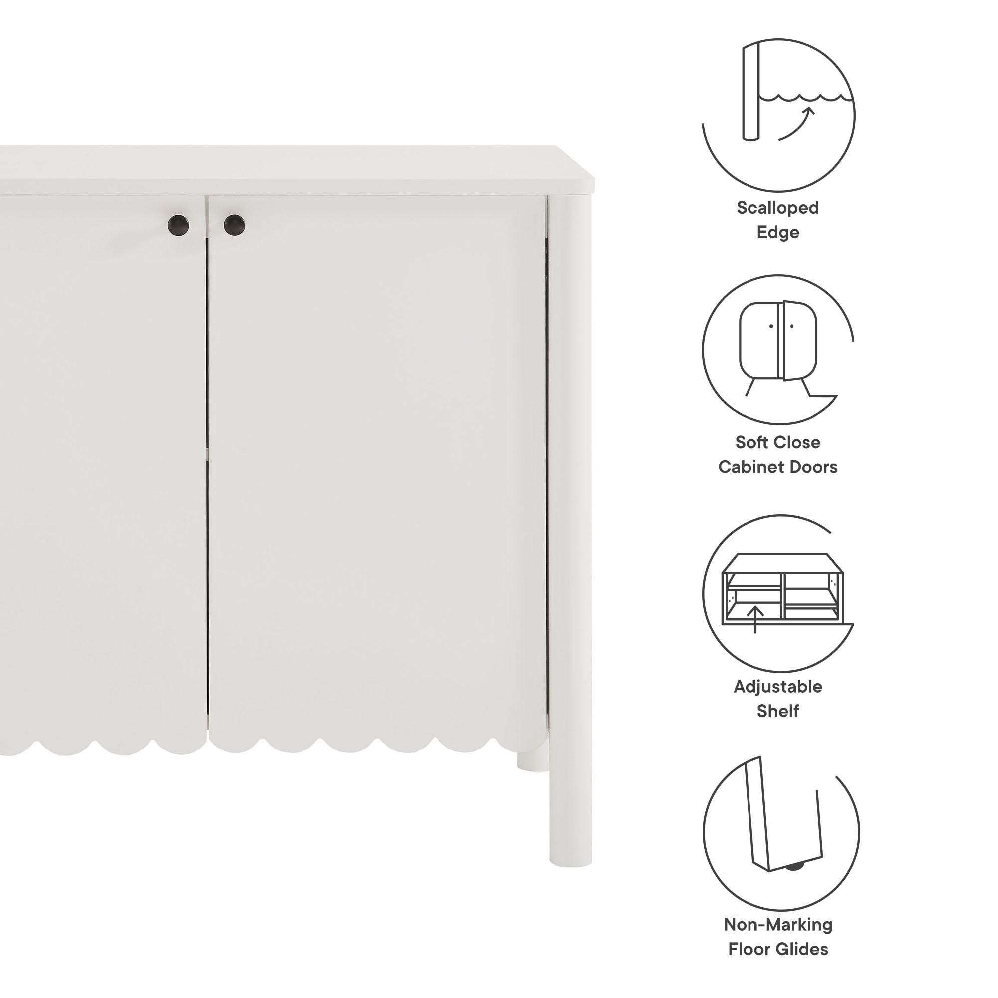Modway Emmeline 35" 2-Door Scalloped Sideboard Cabinet