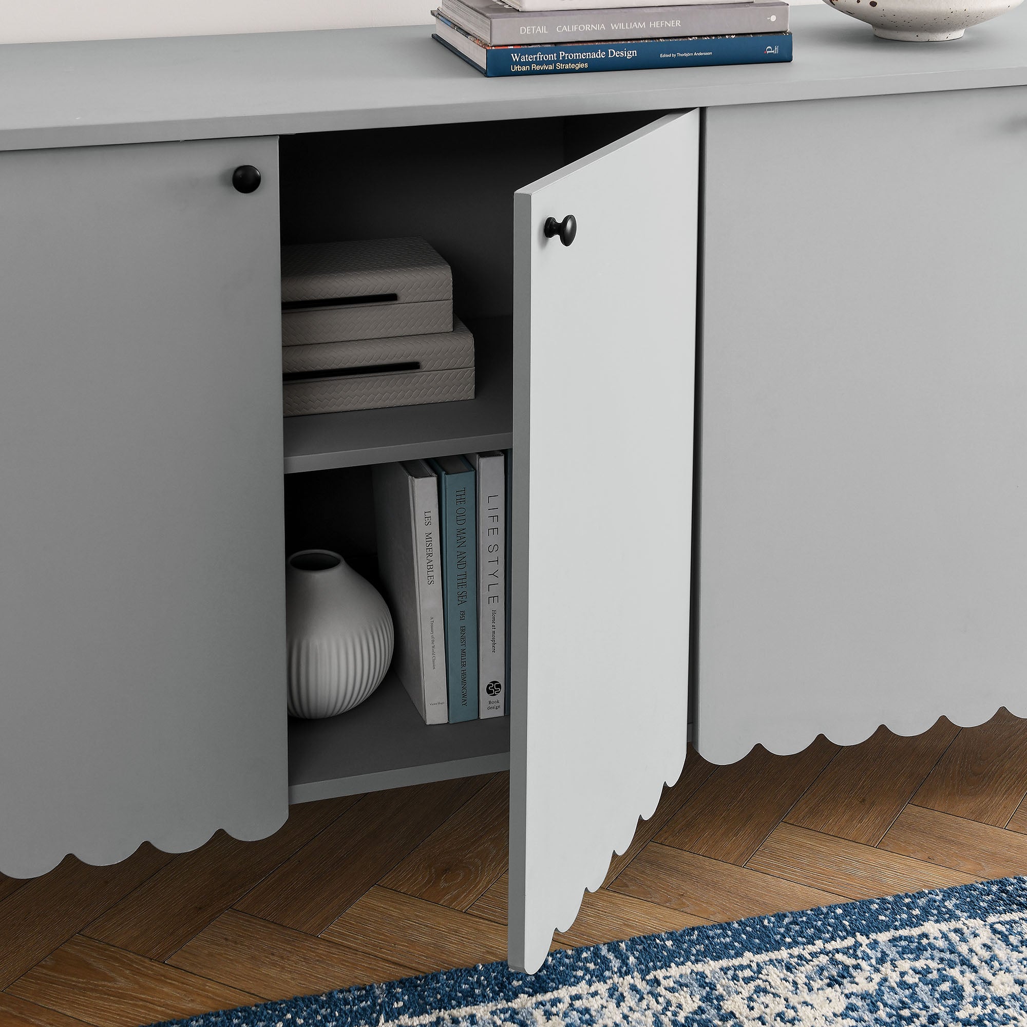 Modway Emmeline 66" 4-Door Scalloped Sideboard Cabinet