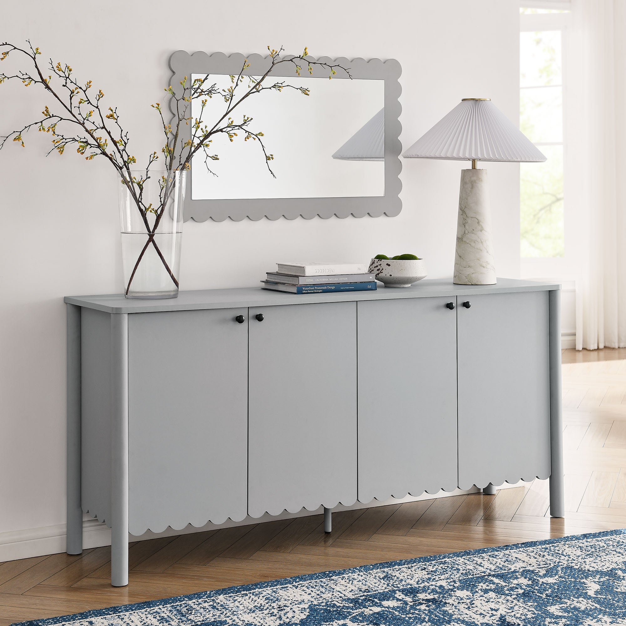 Modway Emmeline 66" 4-Door Scalloped Sideboard Cabinet