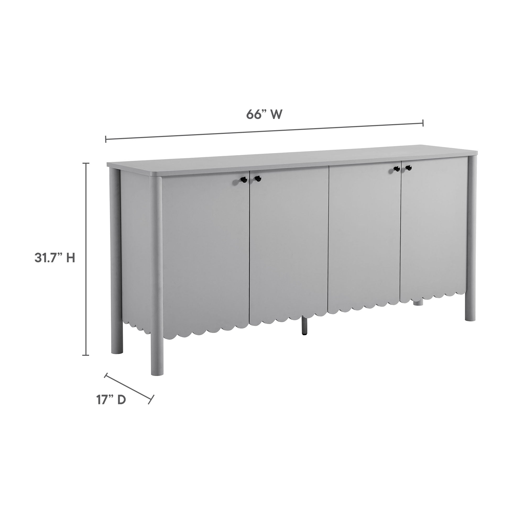 Modway Emmeline 66" 4-Door Scalloped Sideboard Cabinet