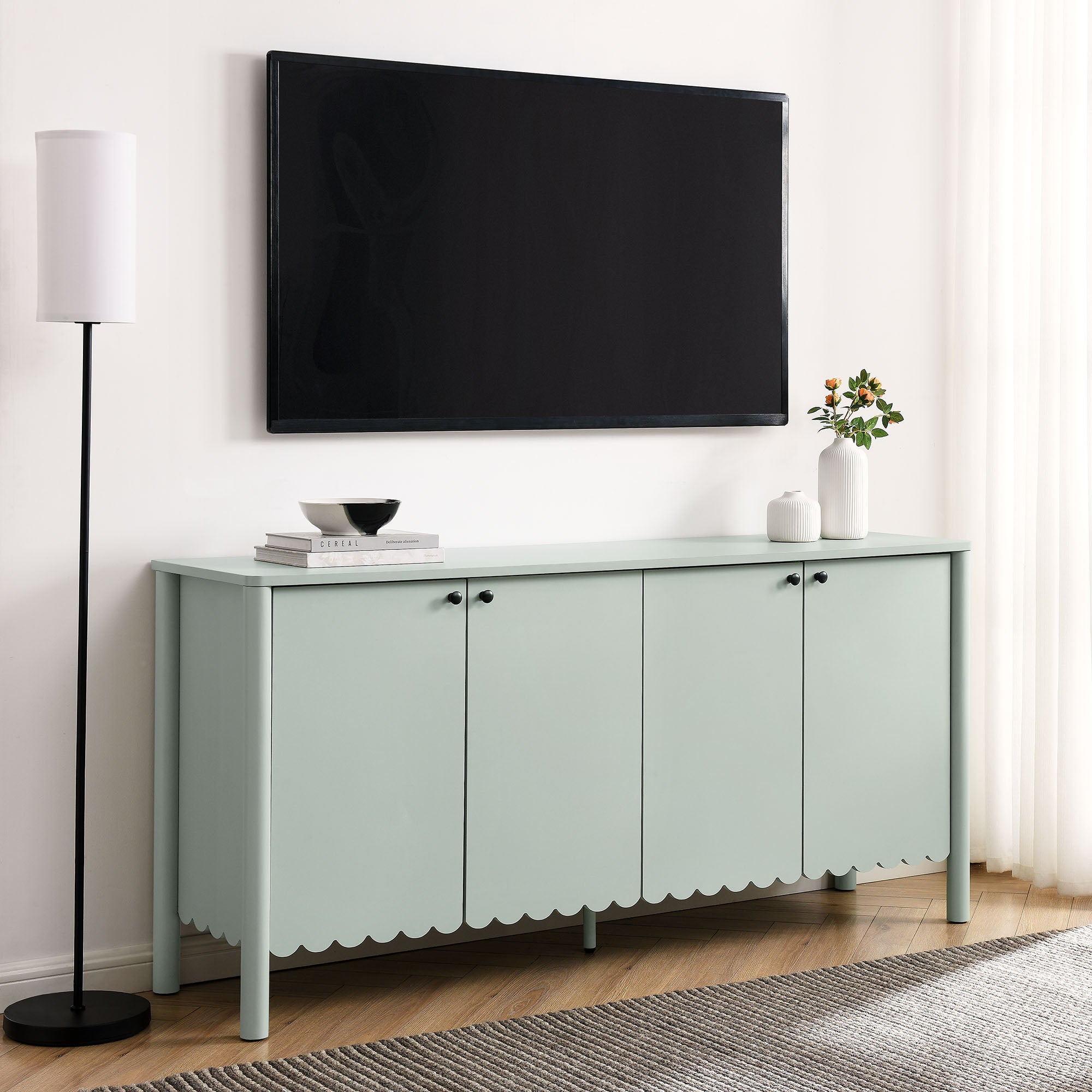 Modway Emmeline 66" 4-Door Scalloped Sideboard Cabinet