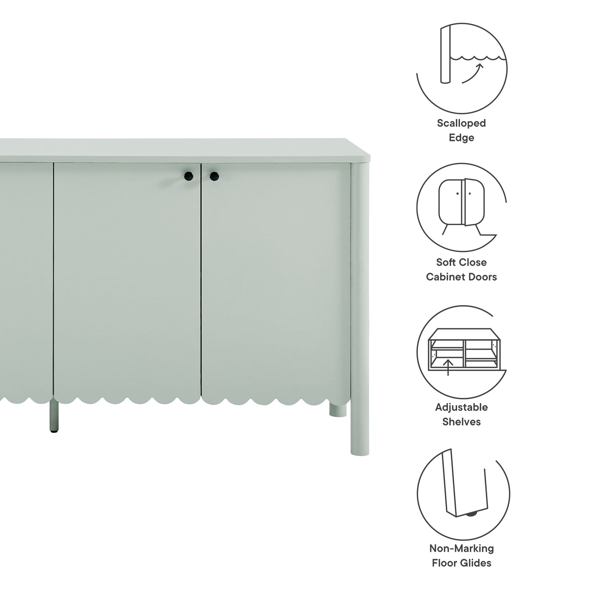 Modway Emmeline 66" 4-Door Scalloped Sideboard Cabinet