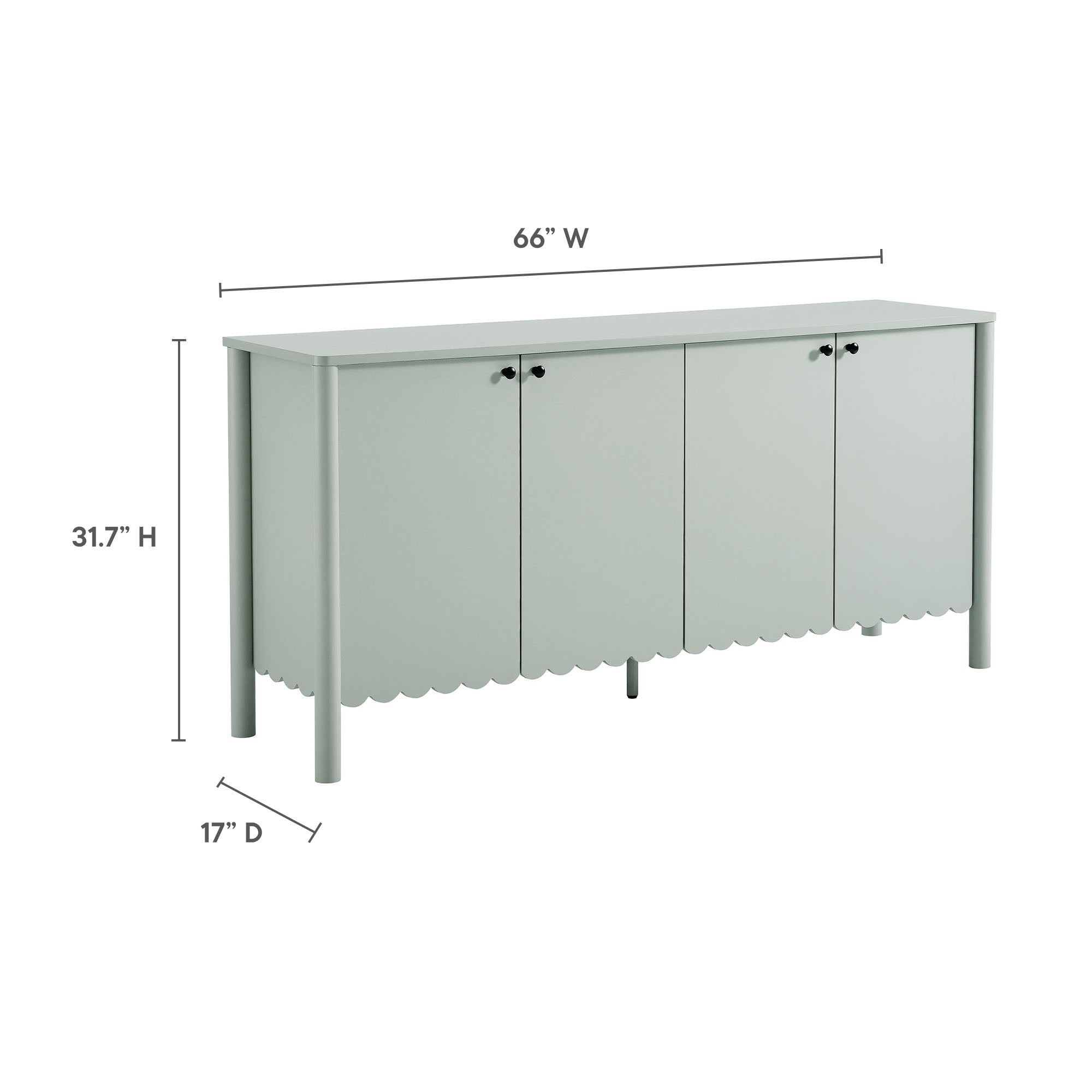 Modway Emmeline 66" 4-Door Scalloped Sideboard Cabinet