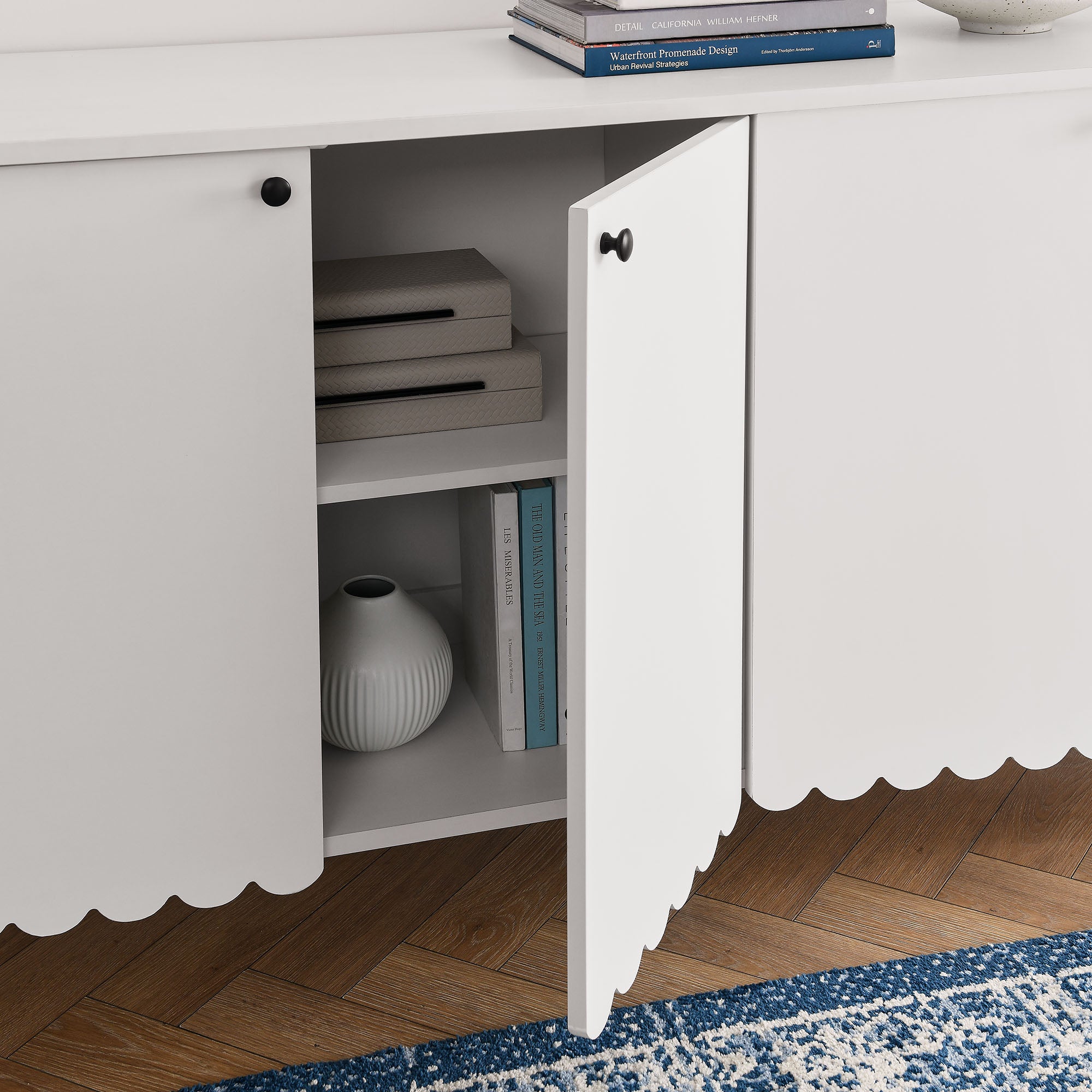 Modway Emmeline 66" 4-Door Scalloped Sideboard Cabinet