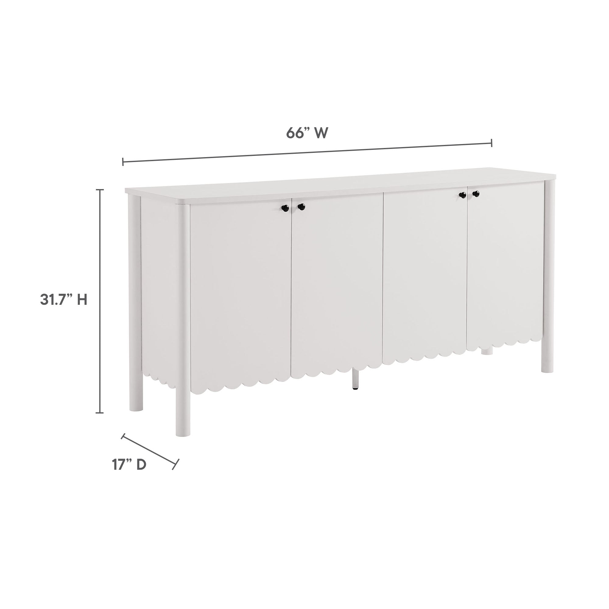 Modway Emmeline 66" 4-Door Scalloped Sideboard Cabinet