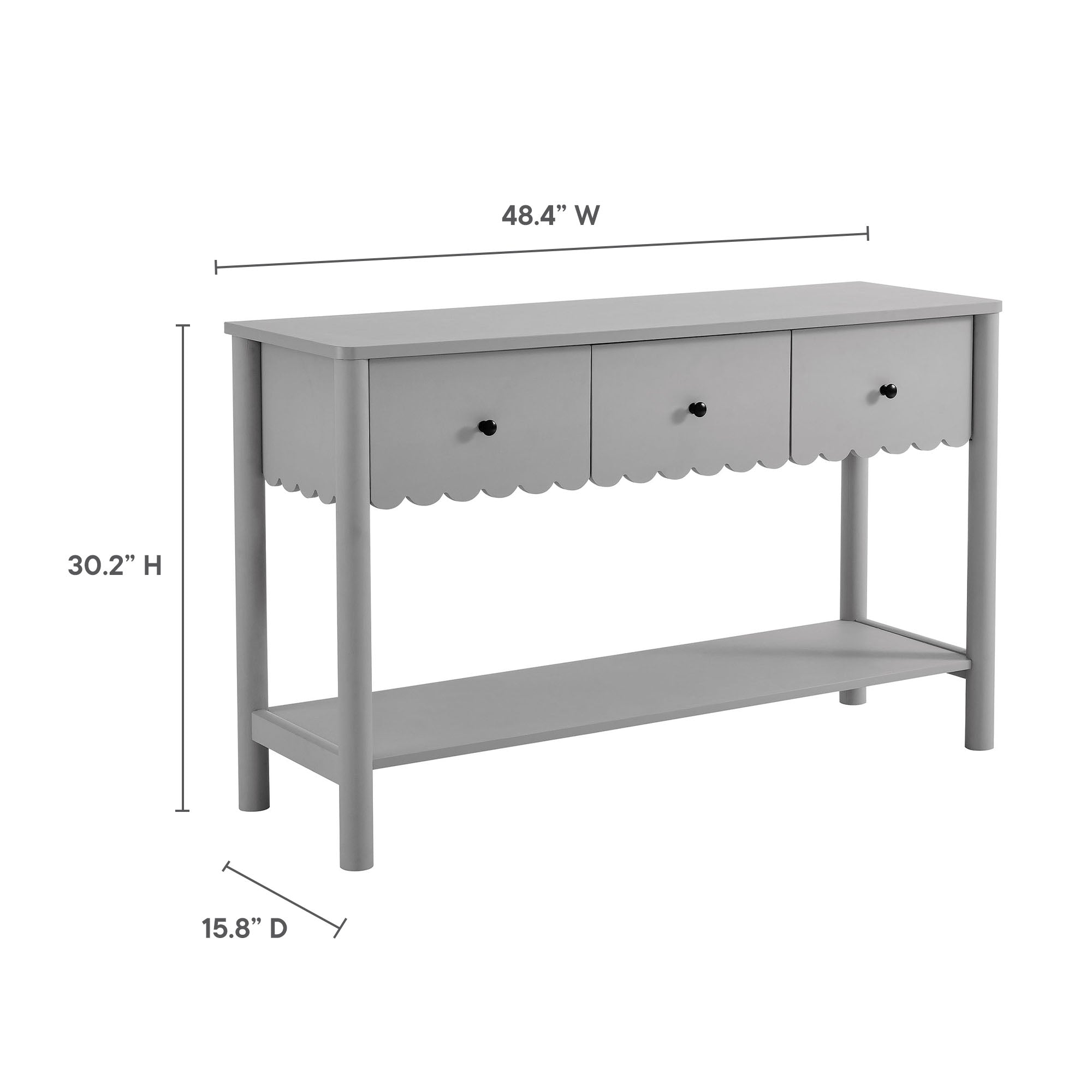 Modway Emmeline 3-Drawer Scalloped Console Table