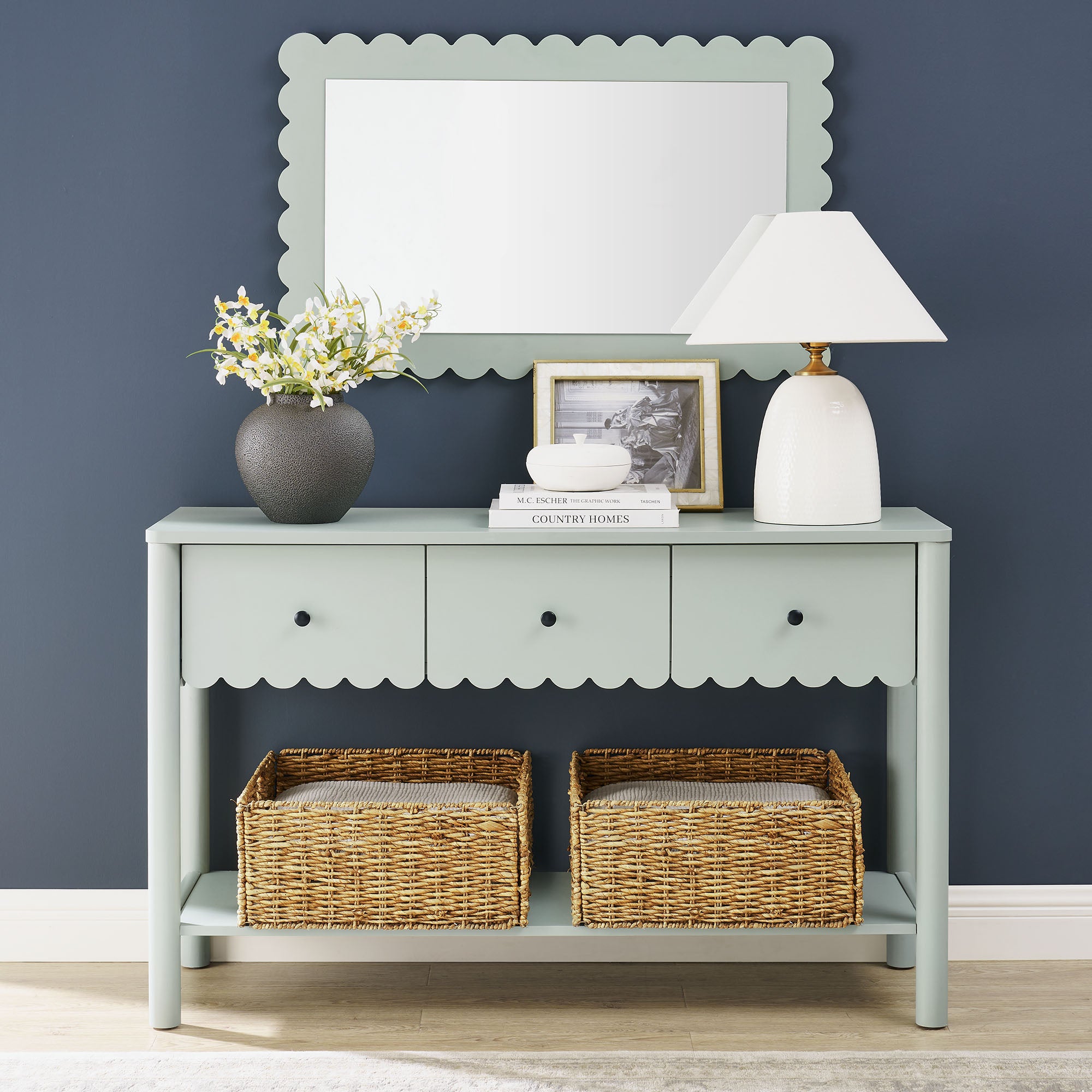 Modway Emmeline 3-Drawer Scalloped Console Table