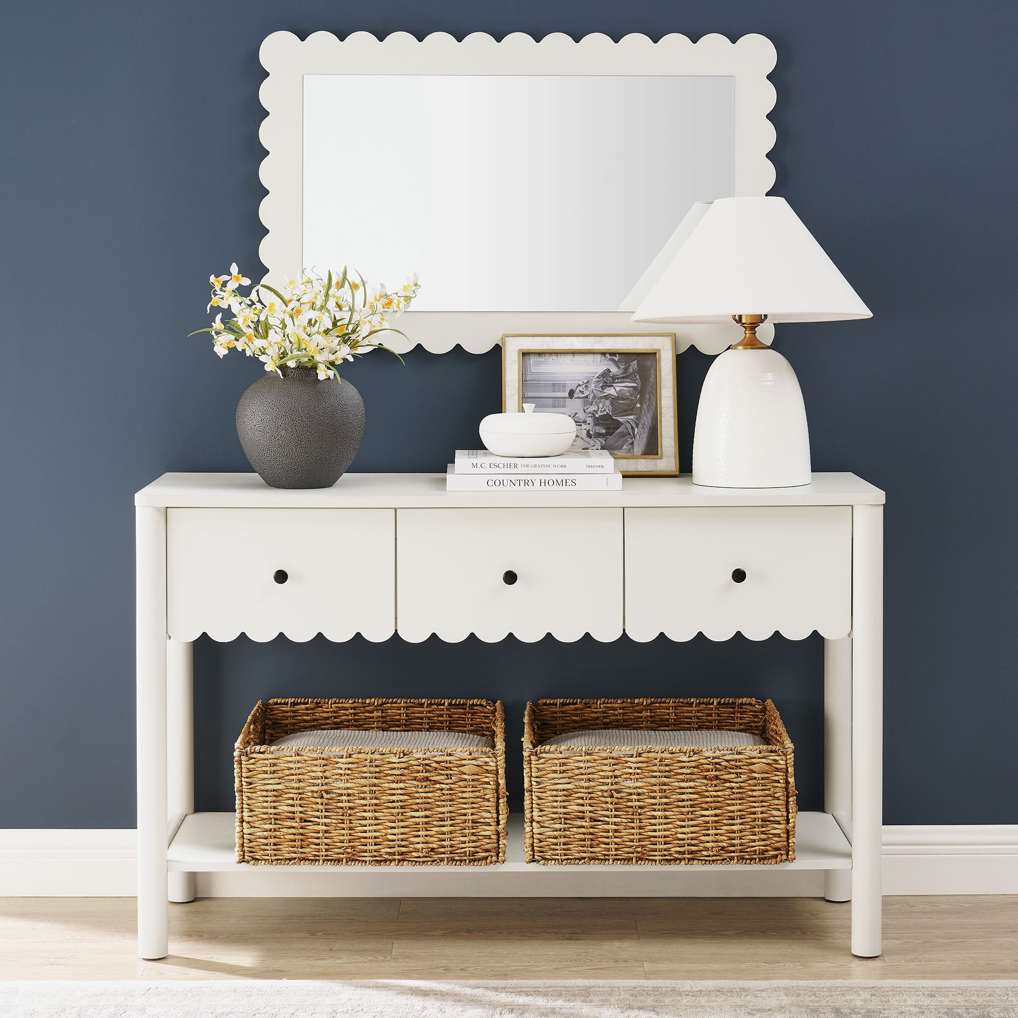 Modway Emmeline 3-Drawer Scalloped Console Table