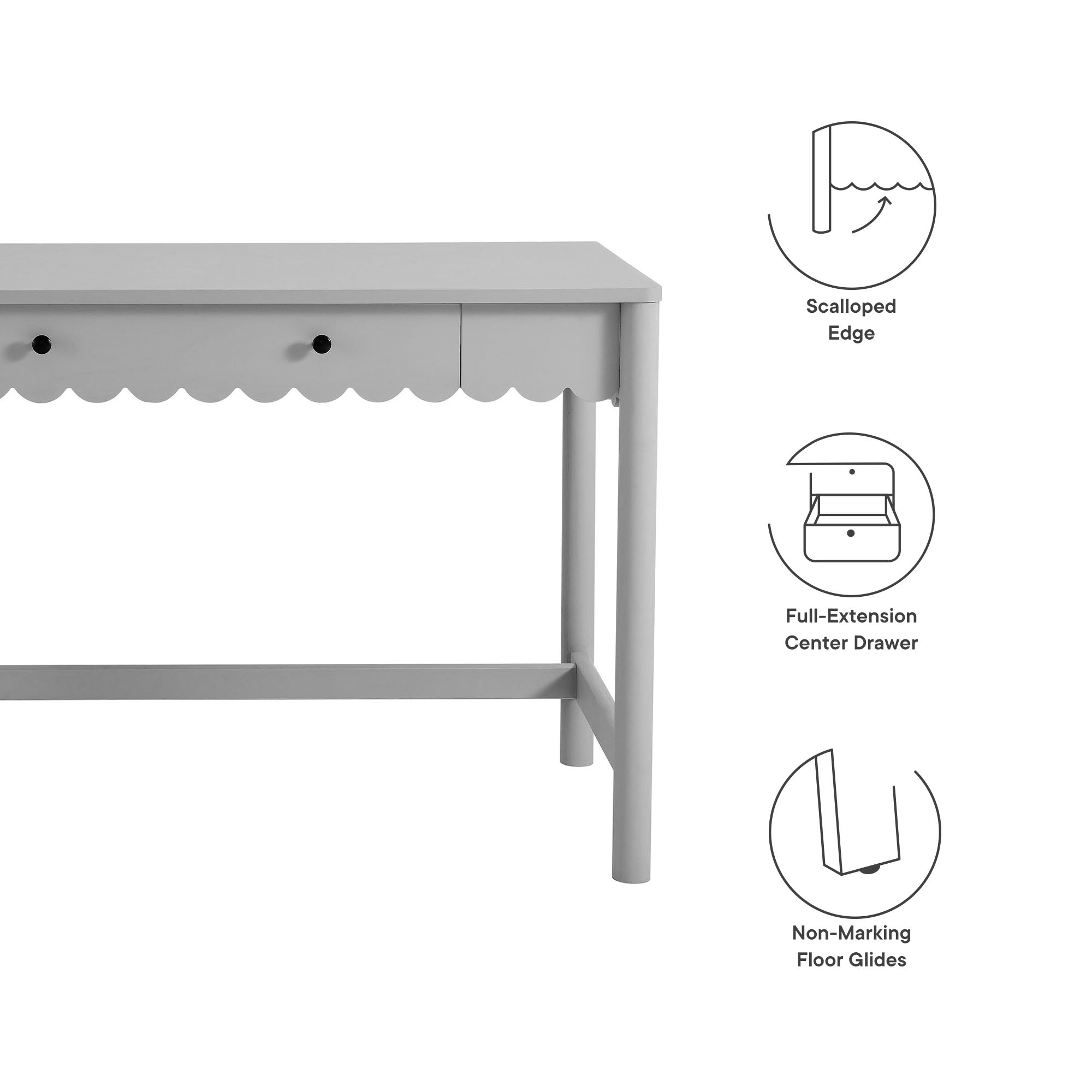 Modway Emmeline 1-Drawer Scallop Writing Desk