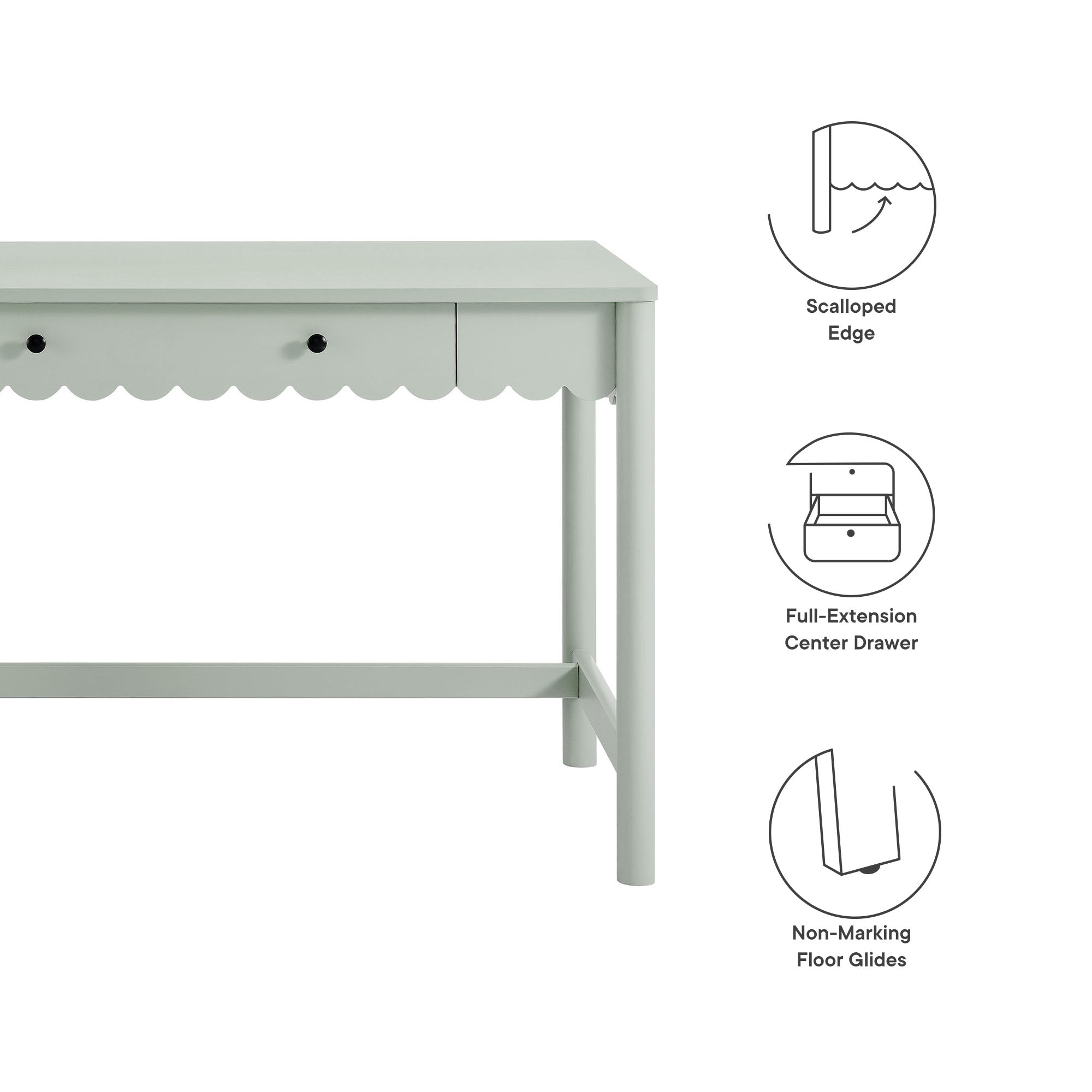 Modway Emmeline 1-Drawer Scallop Writing Desk