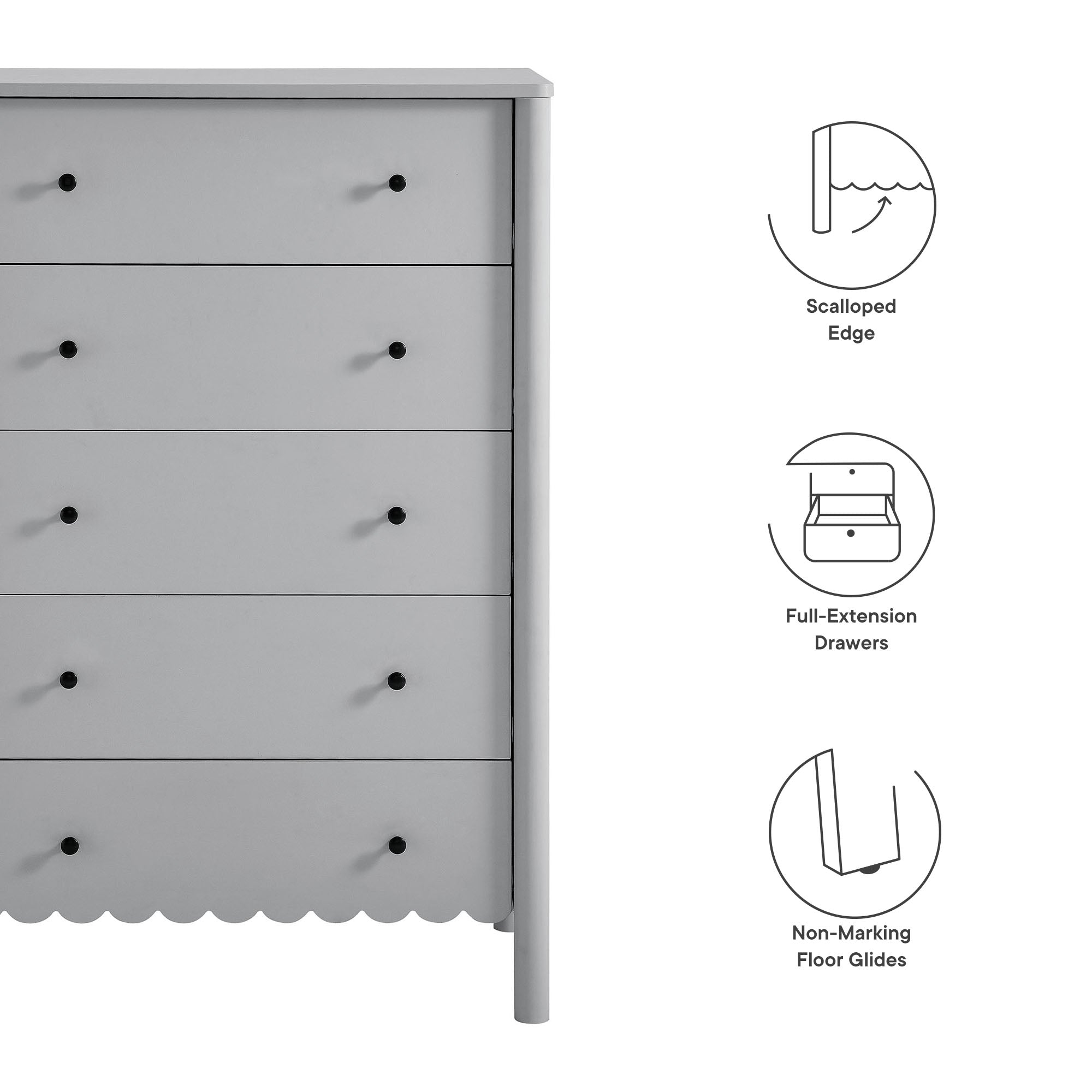 Modway Emmeline Scalloped 5-Drawer Chest