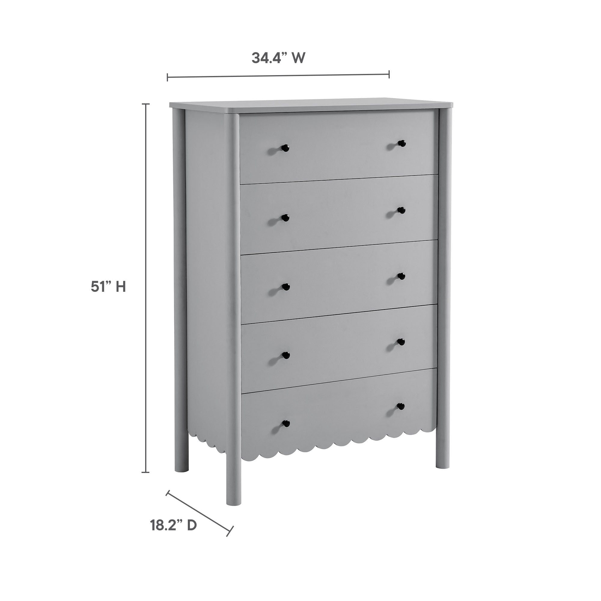 Modway Emmeline Scalloped 5-Drawer Chest