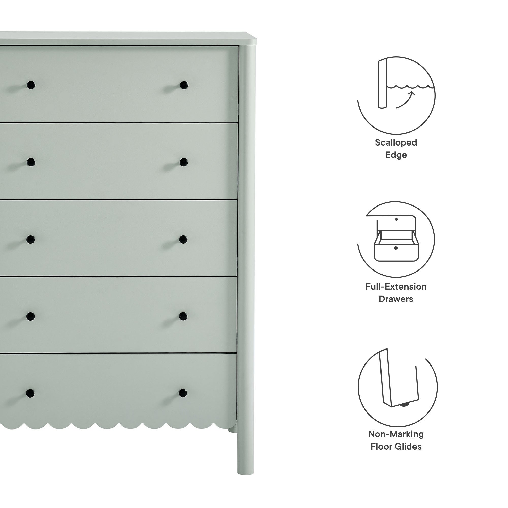 Modway Emmeline Scalloped 5-Drawer Chest