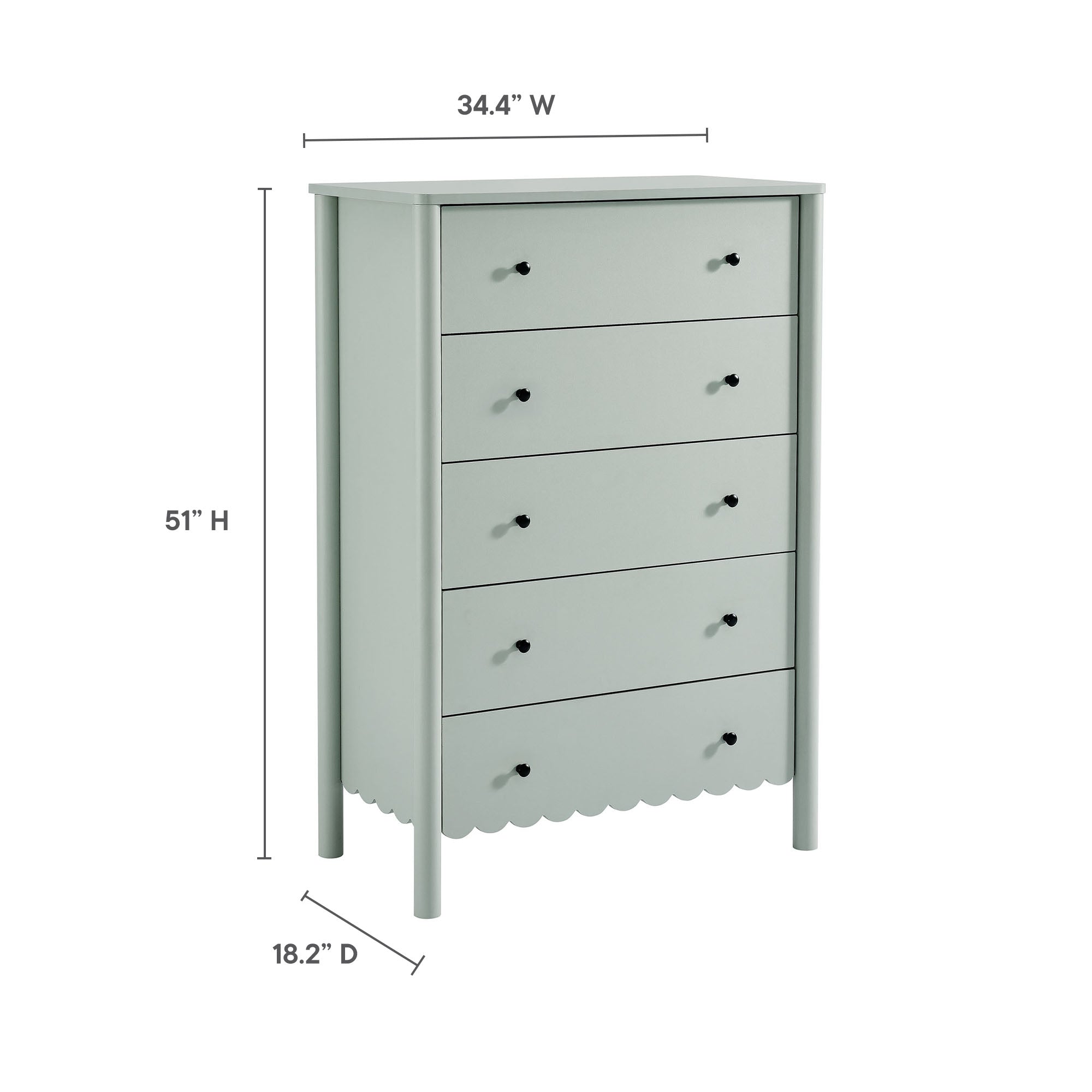 Modway Emmeline Scalloped 5-Drawer Chest