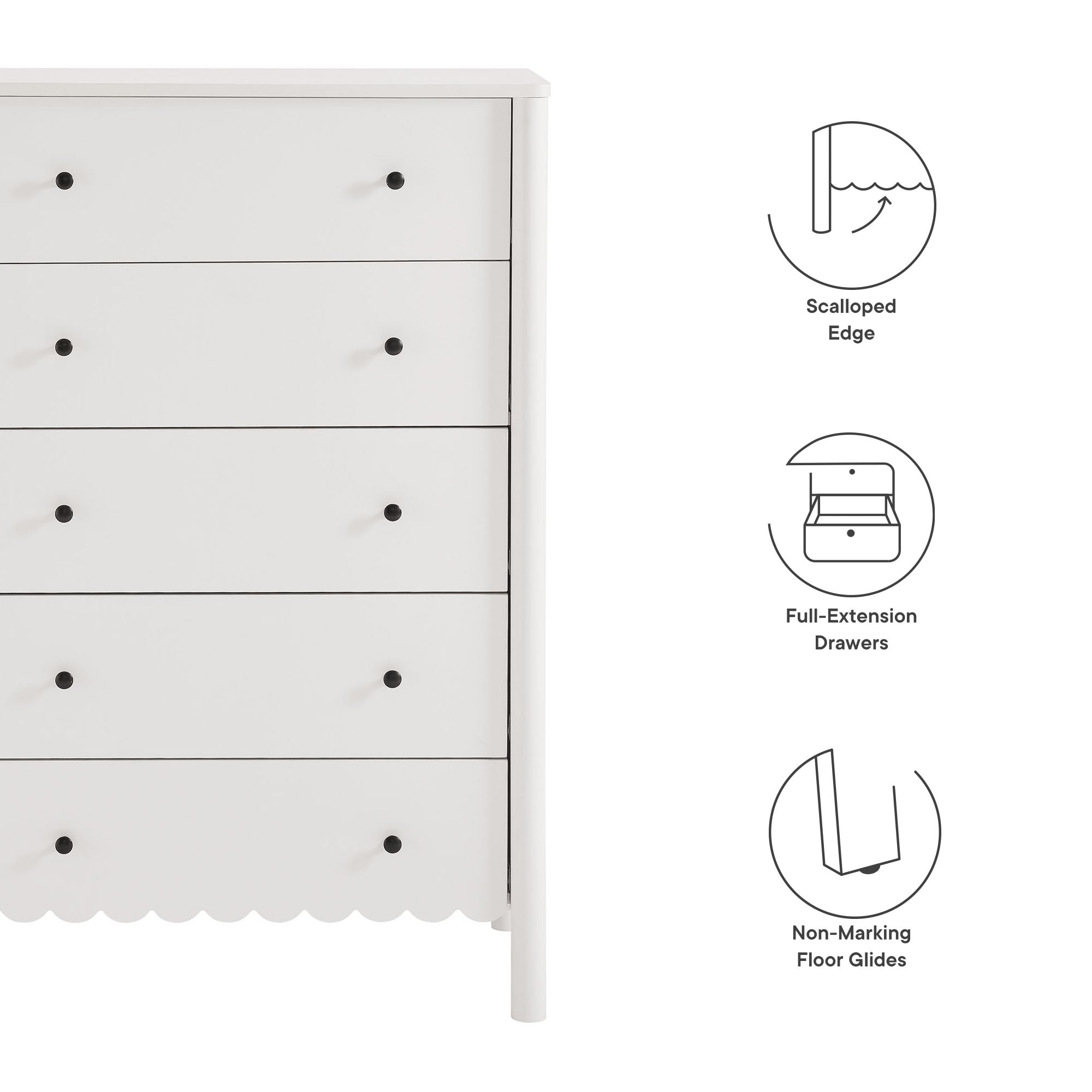 Modway Emmeline Scalloped 5-Drawer Chest