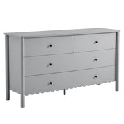 Emmeline Scalloped 6-Drawer Dresser – Light Gray, Sage, White (EEI-7157)