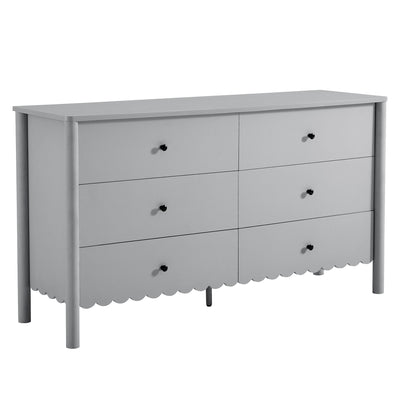 Emmeline Scalloped 6-Drawer Dresser – Light Gray, Sage, White (EEI-7157)