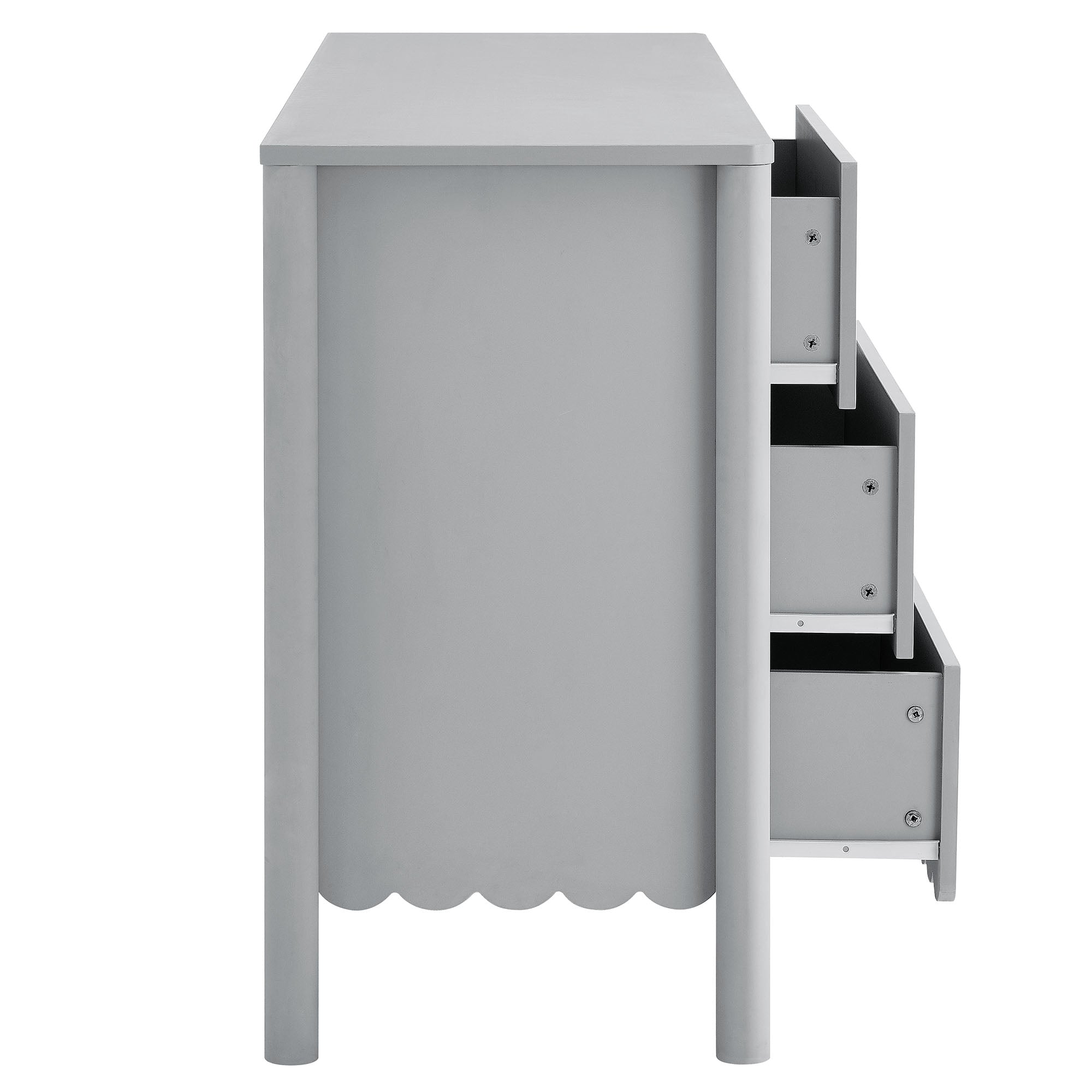 Emmeline Scalloped 6-Drawer Dresser – Light Gray, Sage, White (EEI-7157)