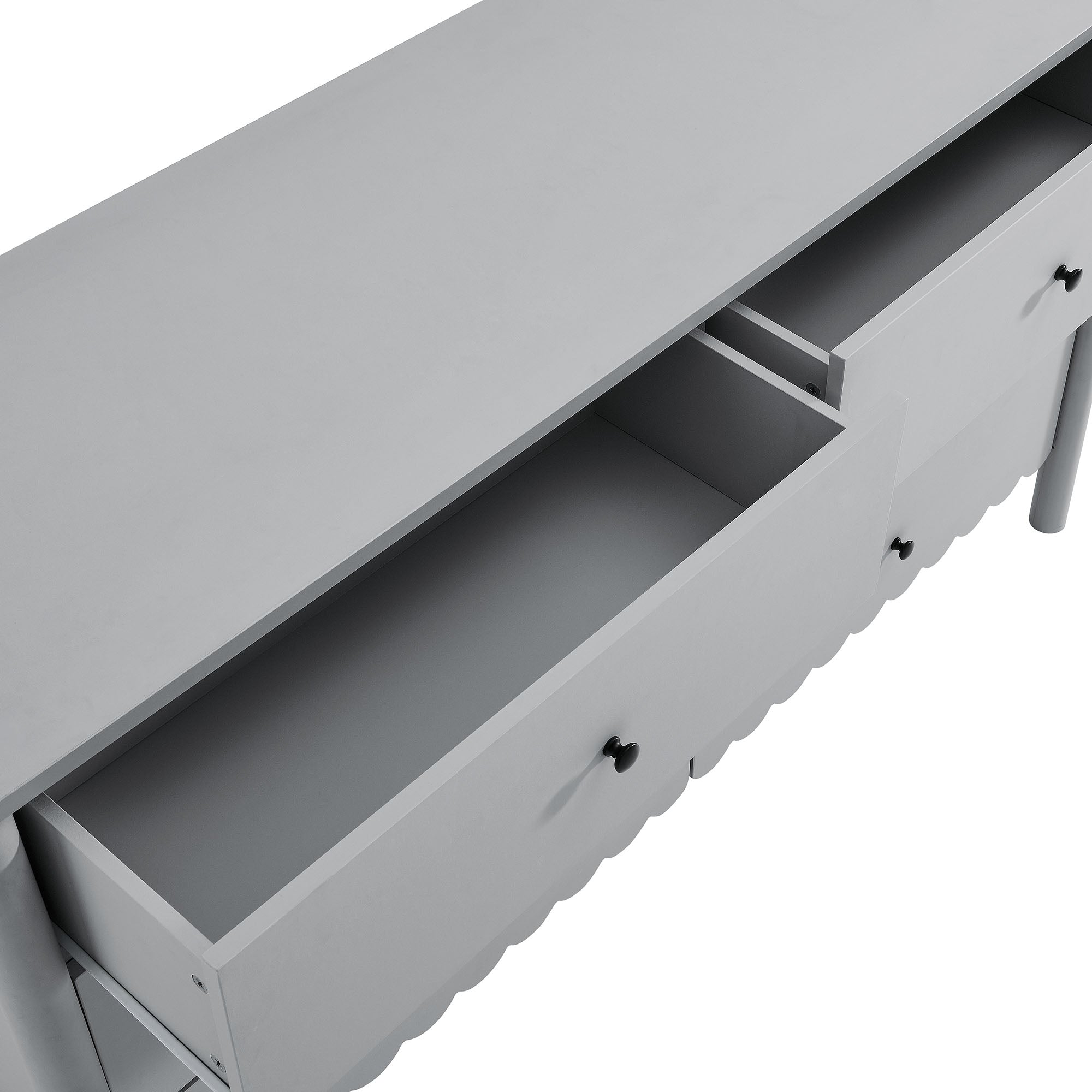 Emmeline Scalloped 6-Drawer Dresser – Light Gray, Sage, White (EEI-7157)