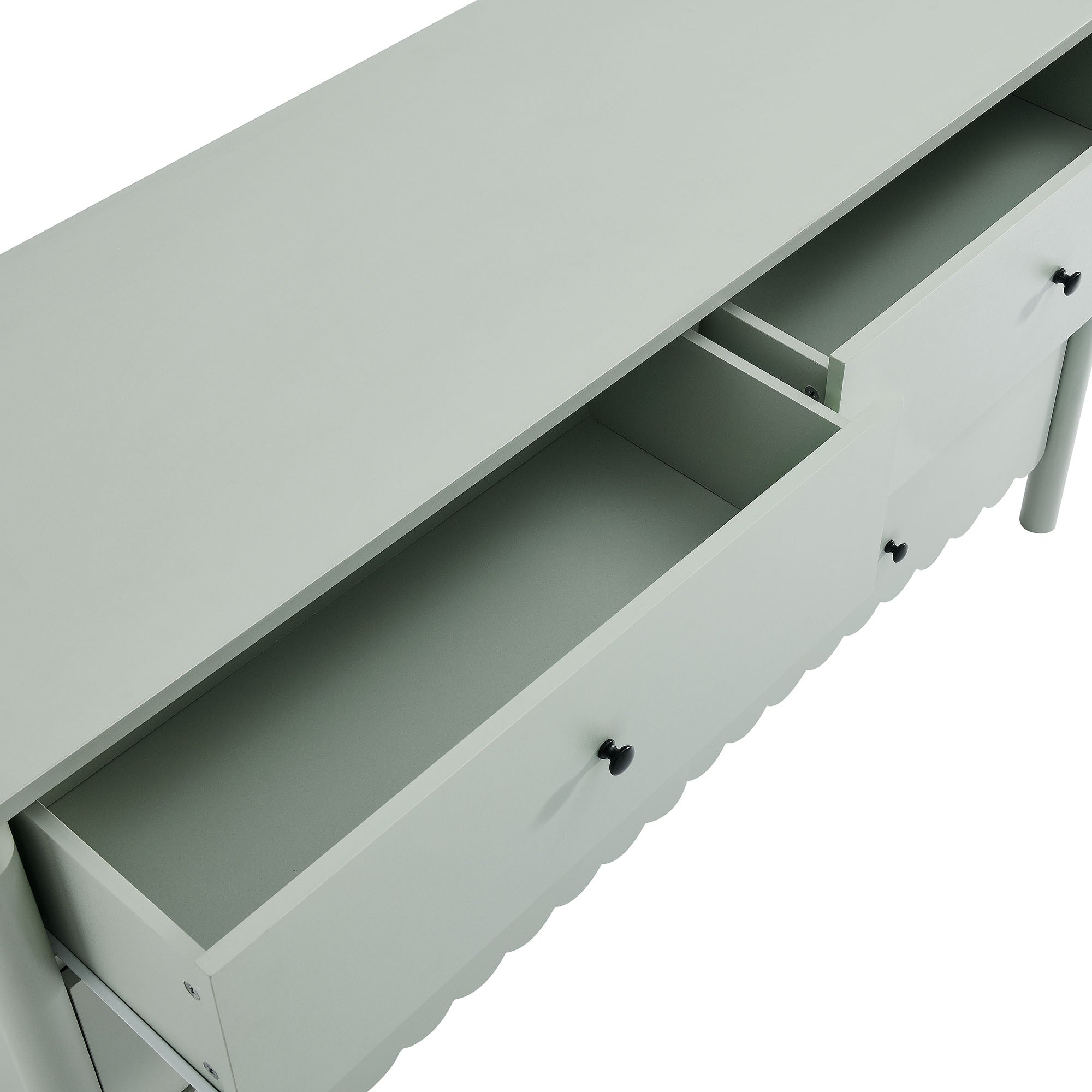 Emmeline Scalloped 6-Drawer Dresser – Light Gray, Sage, White (EEI-7157)