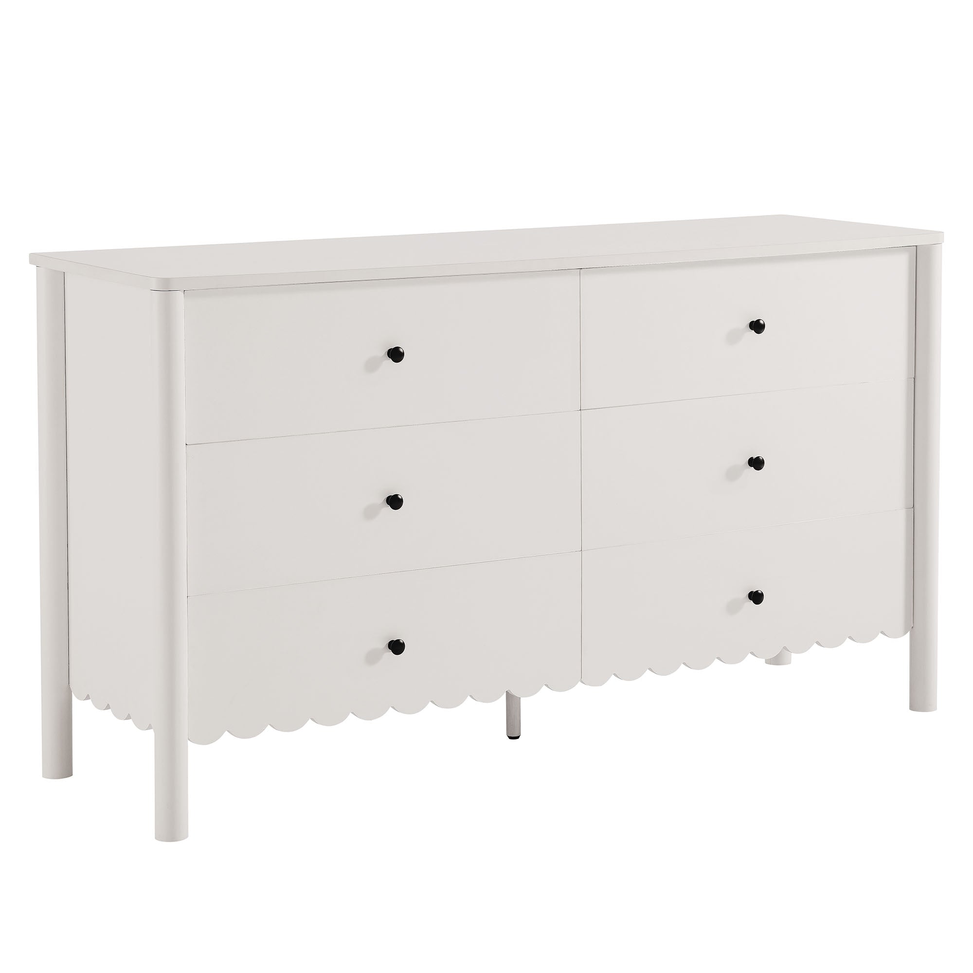 Emmeline Scalloped 6-Drawer Dresser – Light Gray, Sage, White (EEI-7157)