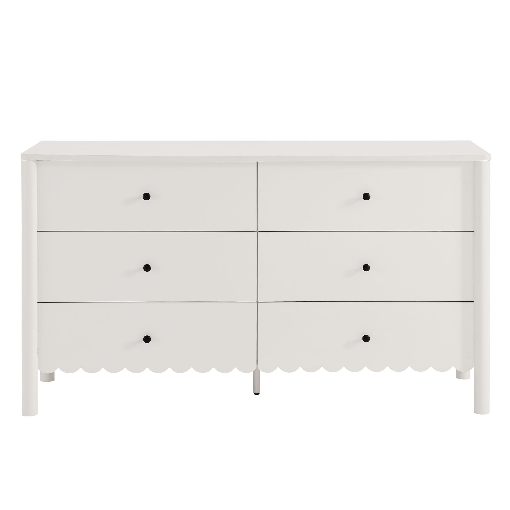 Emmeline Scalloped 6-Drawer Dresser – Light Gray, Sage, White (EEI-7157)
