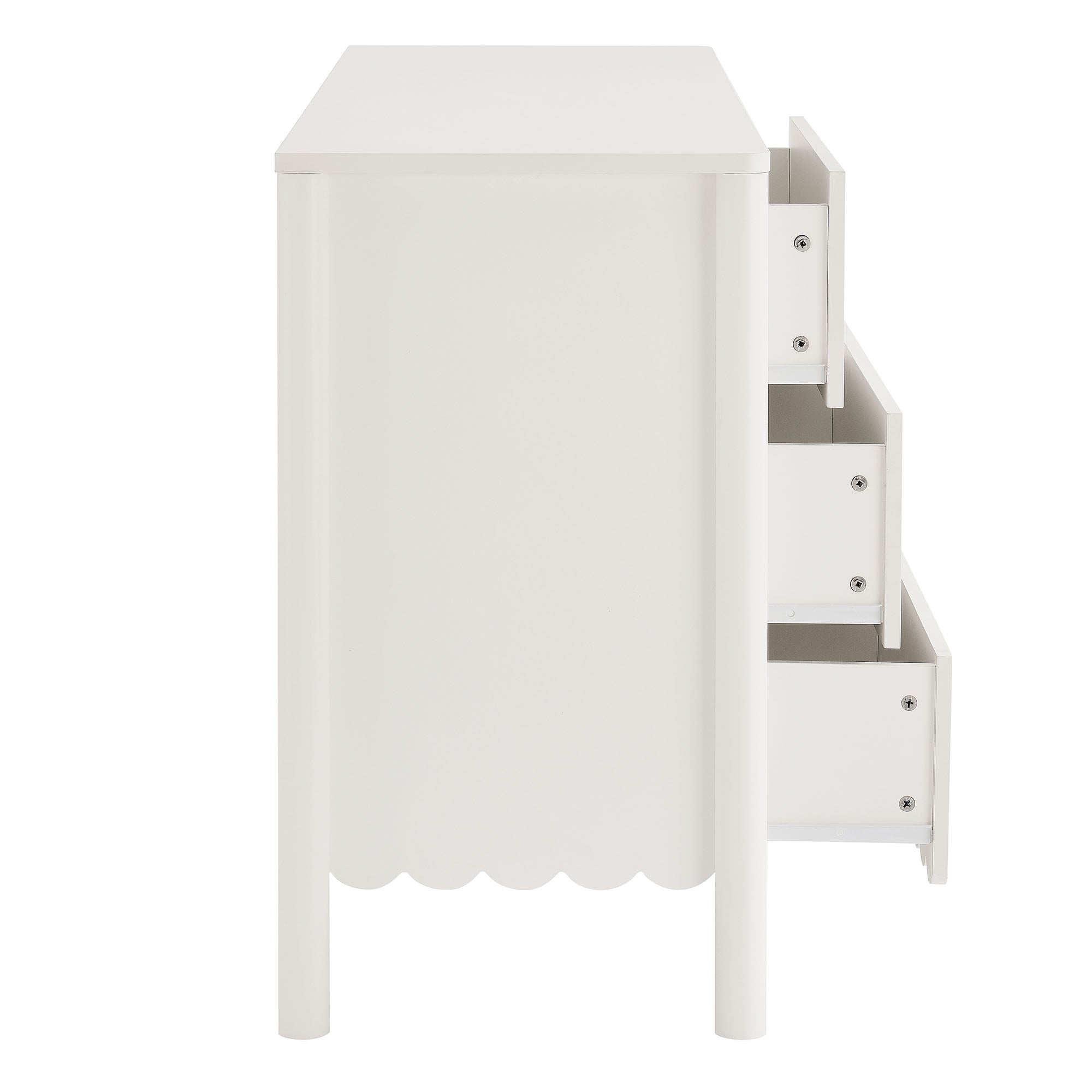 Emmeline Scalloped 6-Drawer Dresser – Light Gray, Sage, White (EEI-7157)