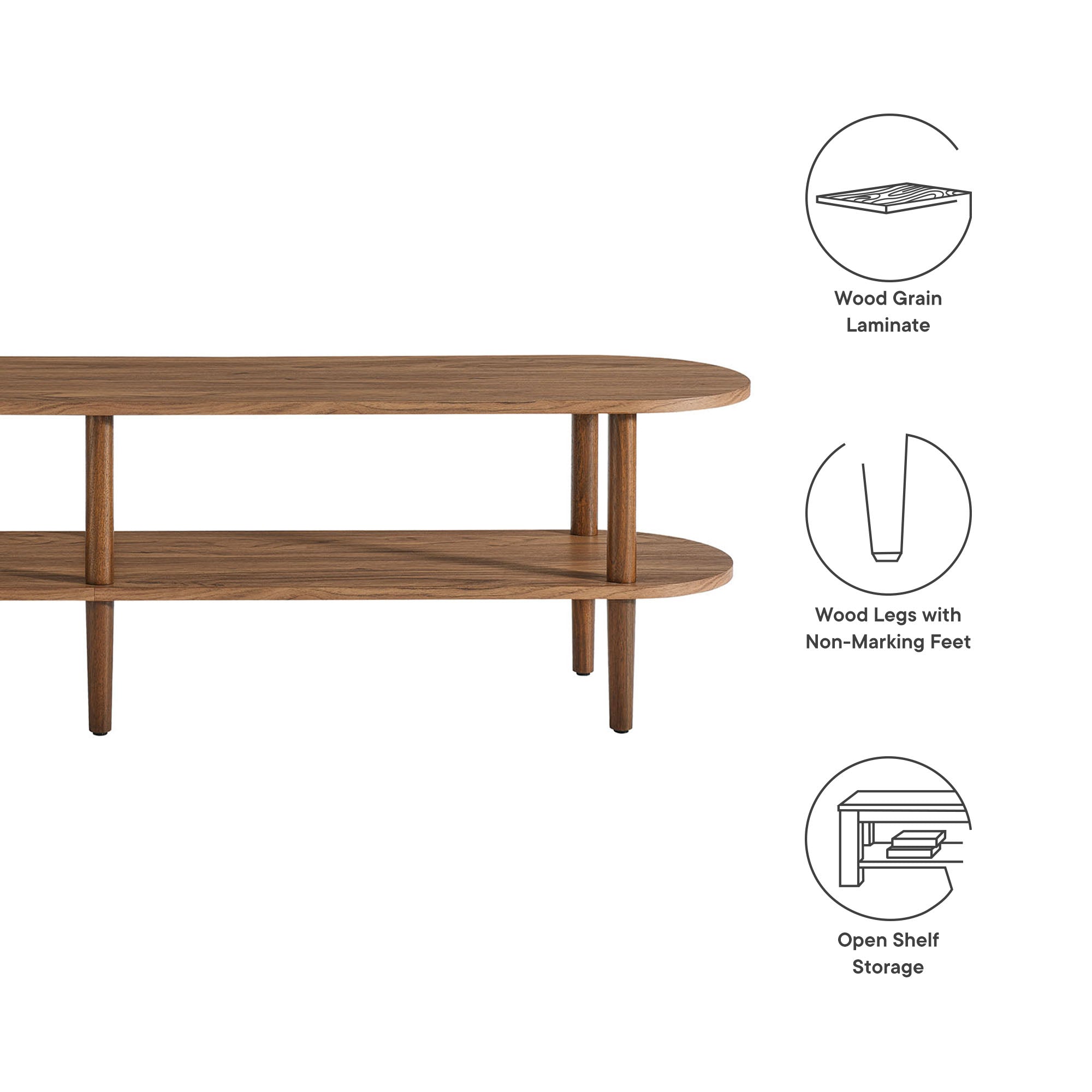 Modway Torus Oval Wood TV Stand