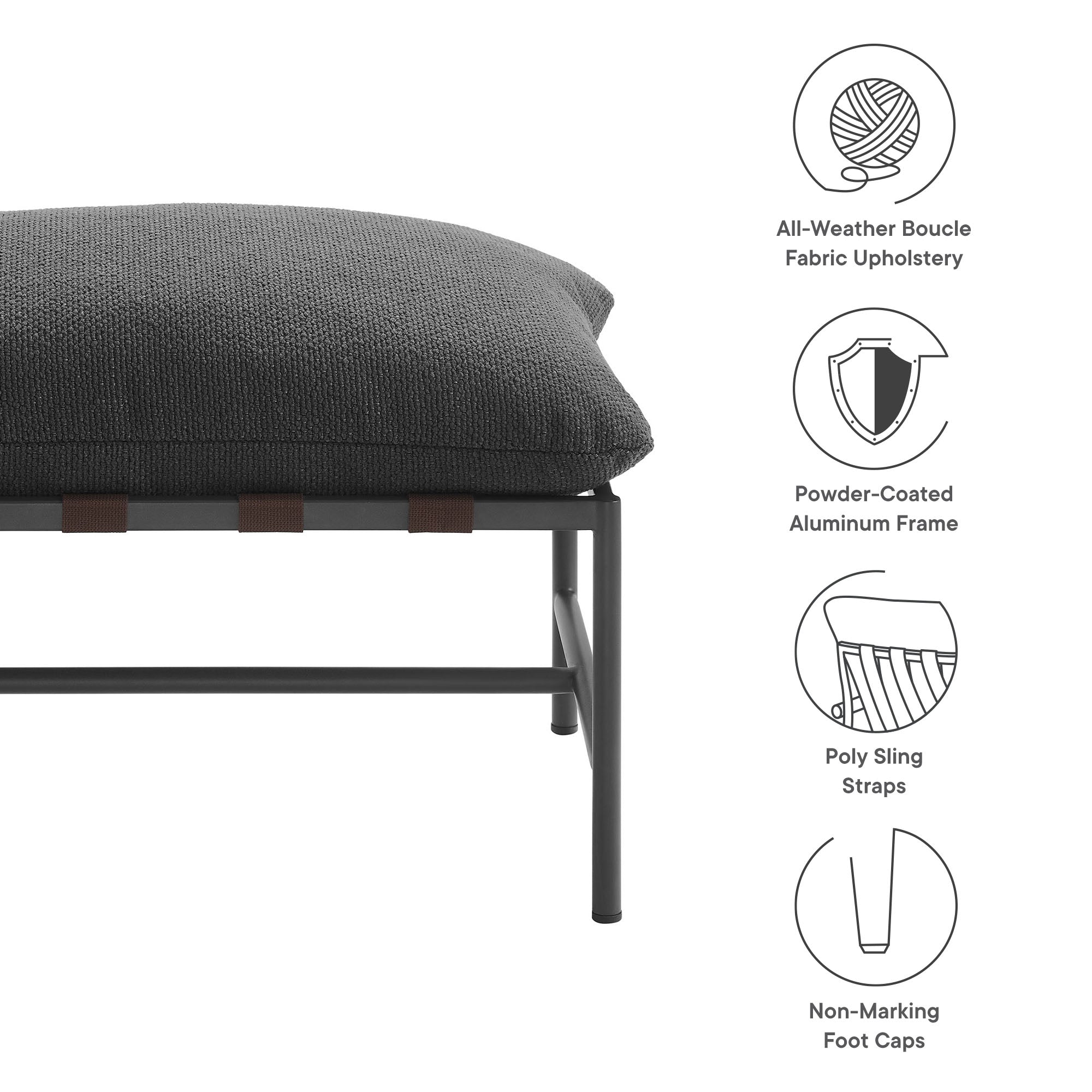 Modway Raya Outdoor Patio Boucle Ottoman