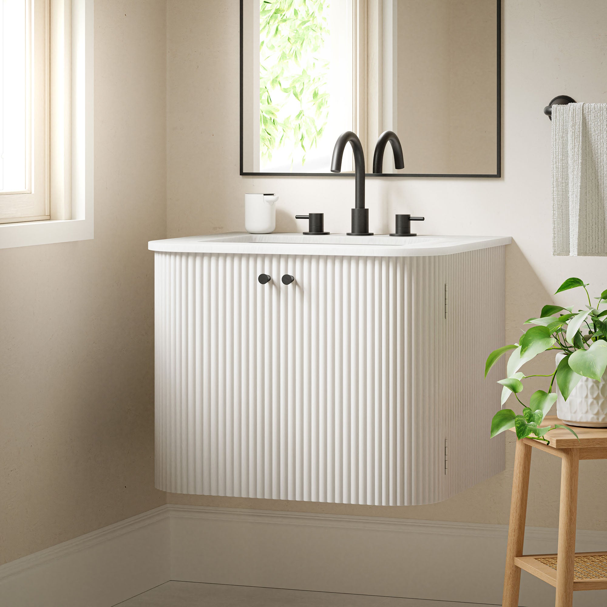 Modway Zia 24" Wall-Mount Bathroom Vanity with Marble Sink