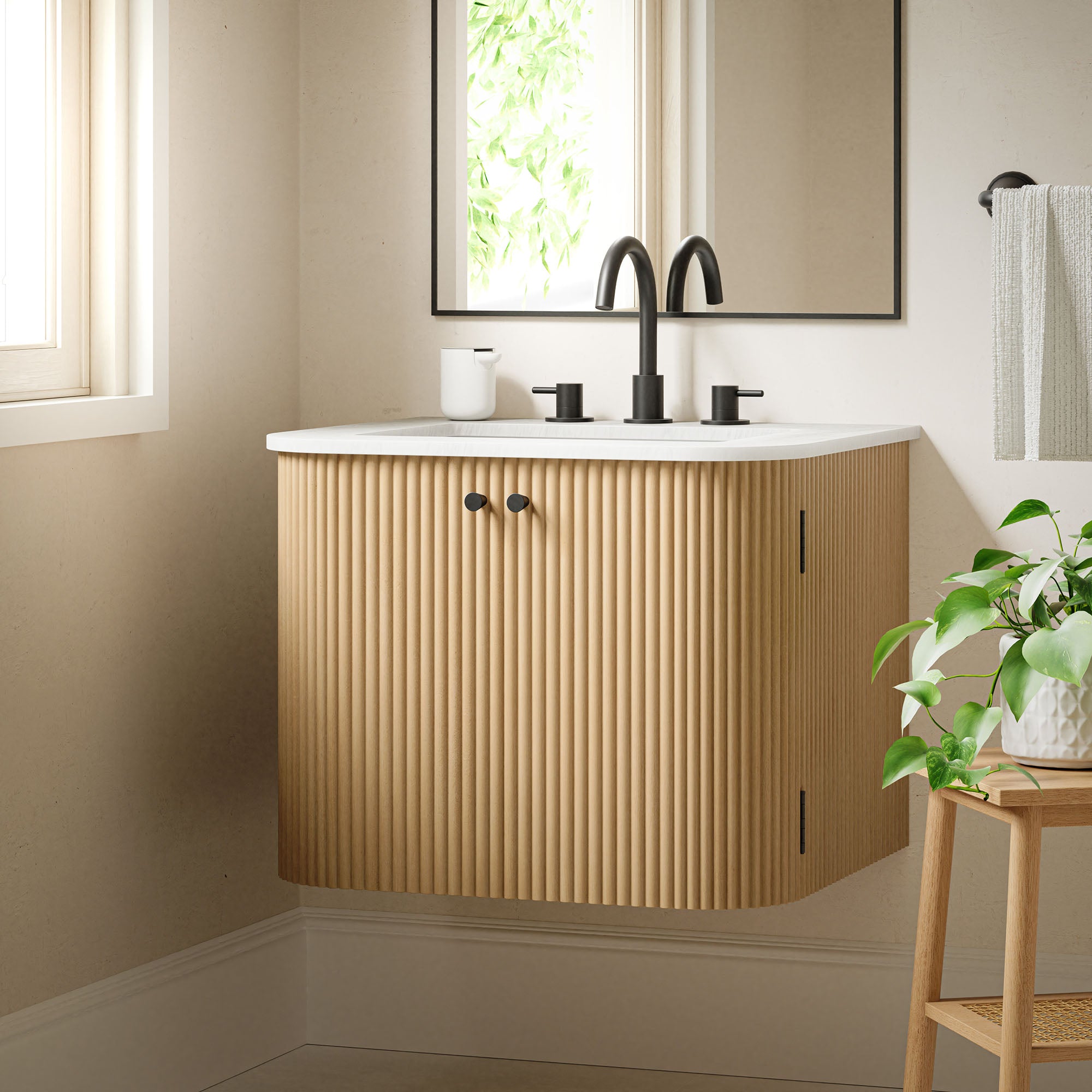 Modway Zia 24" Wall-Mount Bathroom Vanity with Marble Sink