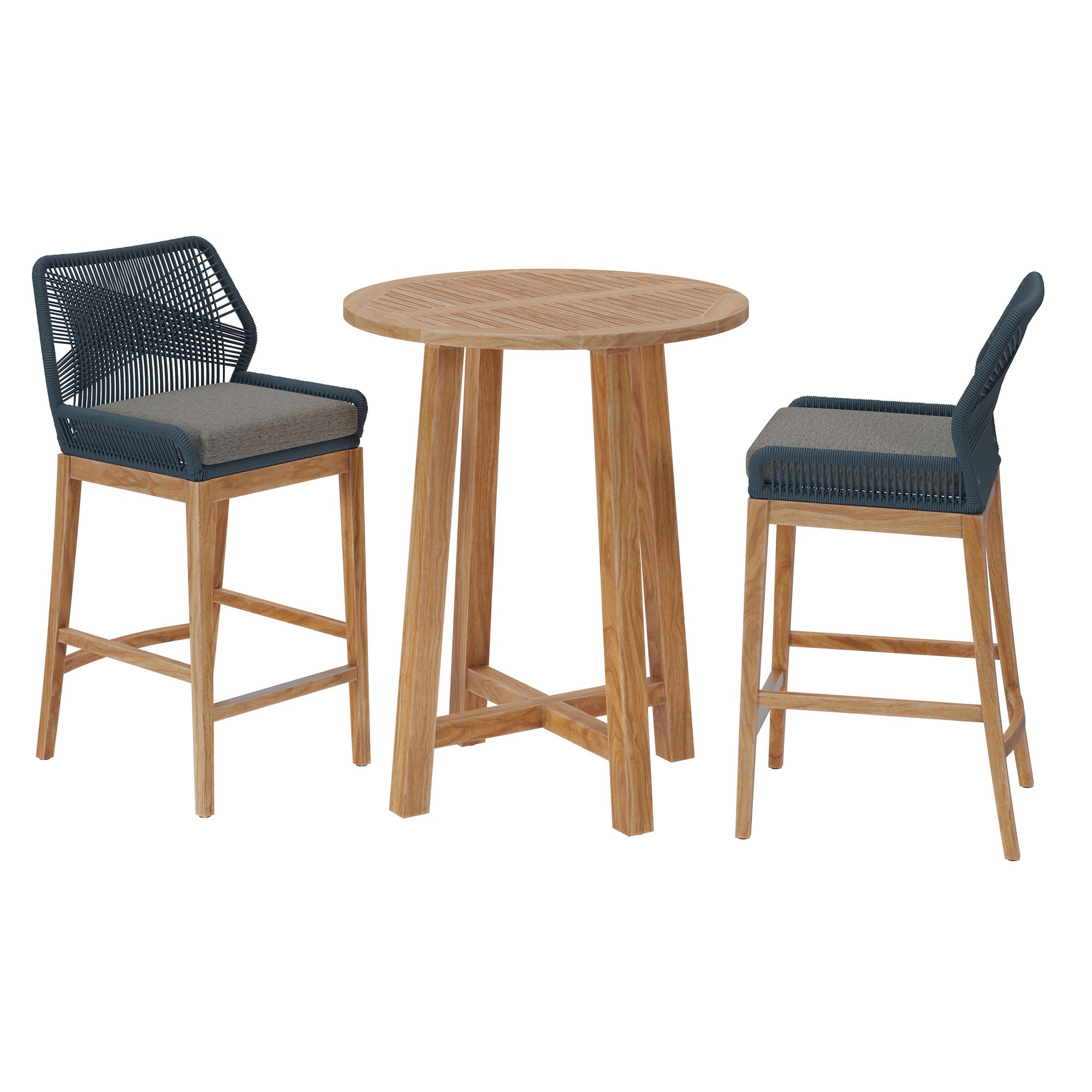 Modway Wellspring 3-Piece Outdoor Patio Teak Wood Bar Set