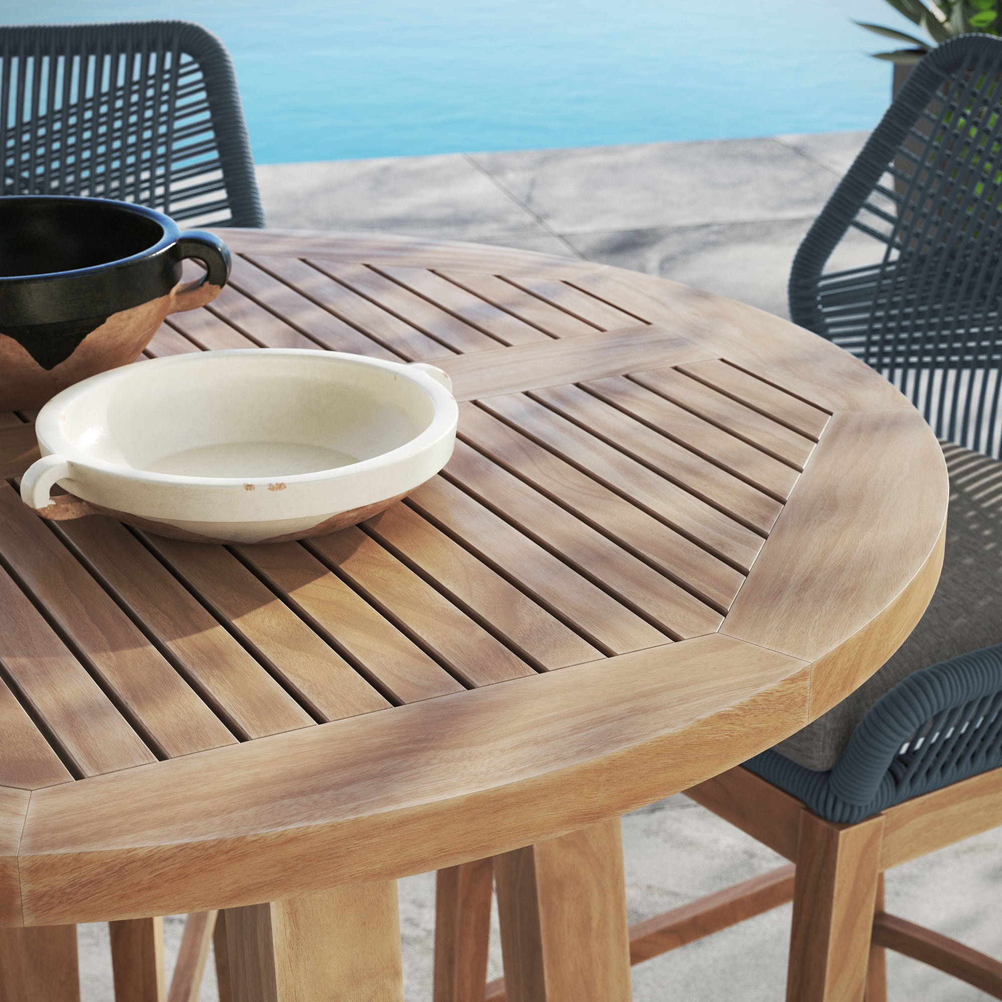 Modway Wellspring 3-Piece Outdoor Patio Teak Wood Bar Set