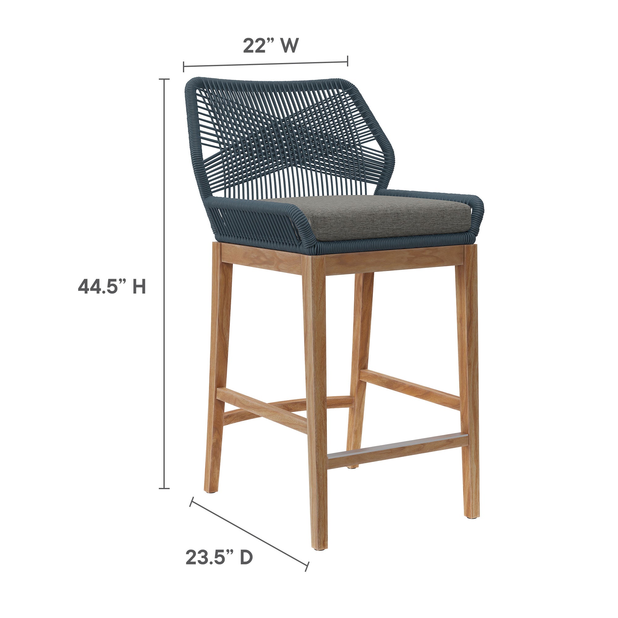 Modway Wellspring 3-Piece Outdoor Patio Teak Wood Bar Set