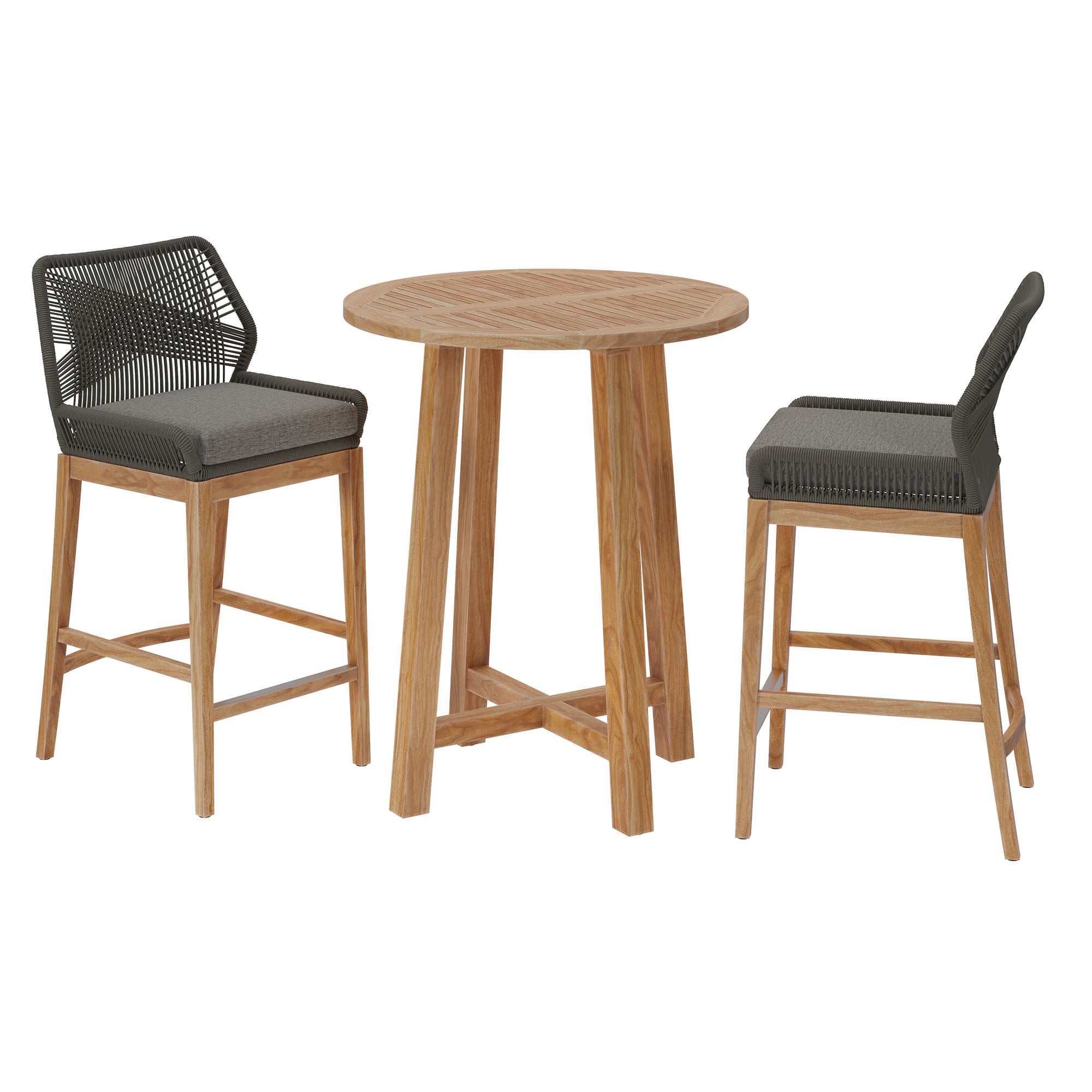 Modway Wellspring 3-Piece Outdoor Patio Teak Wood Bar Set
