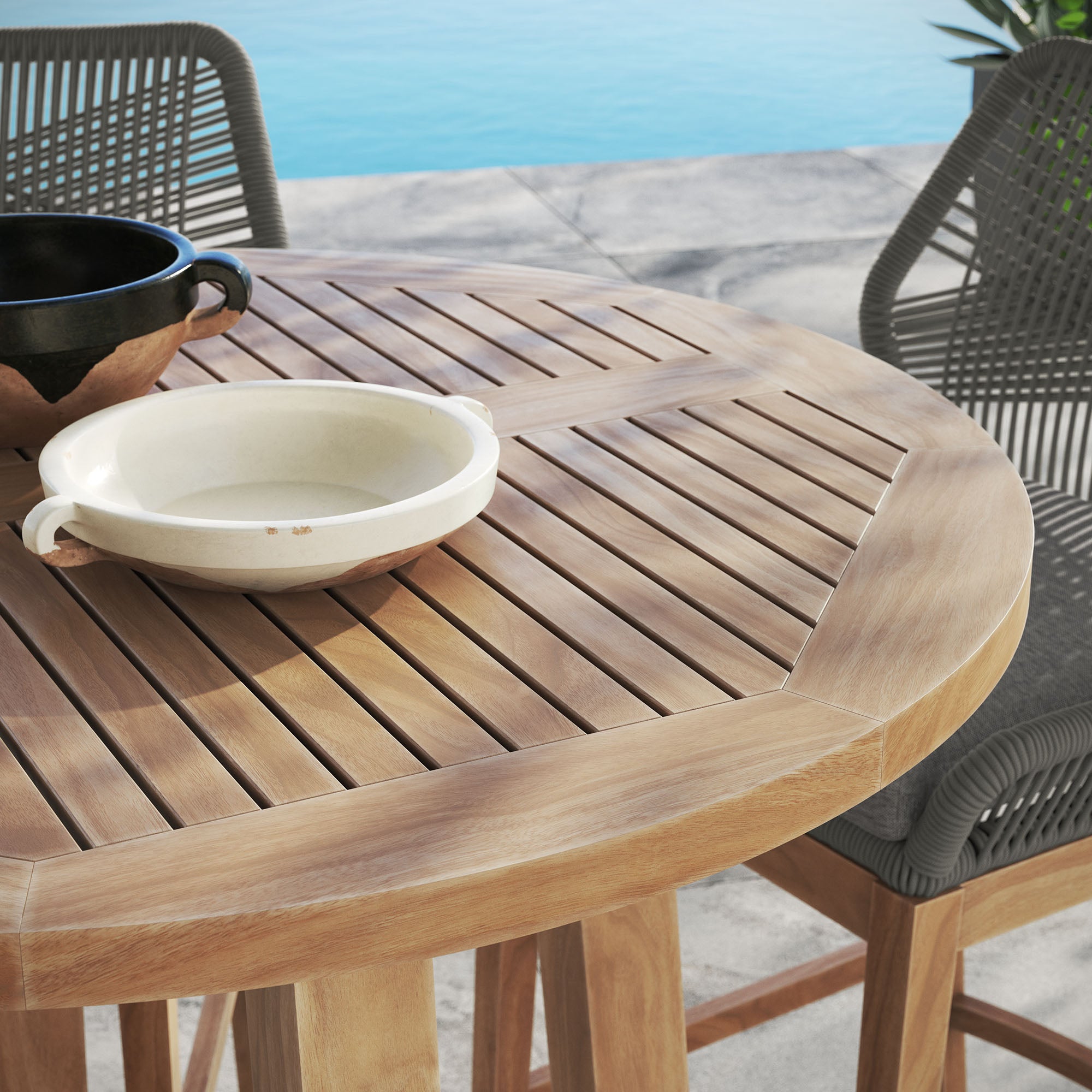 Modway Wellspring 3-Piece Outdoor Patio Teak Wood Bar Set