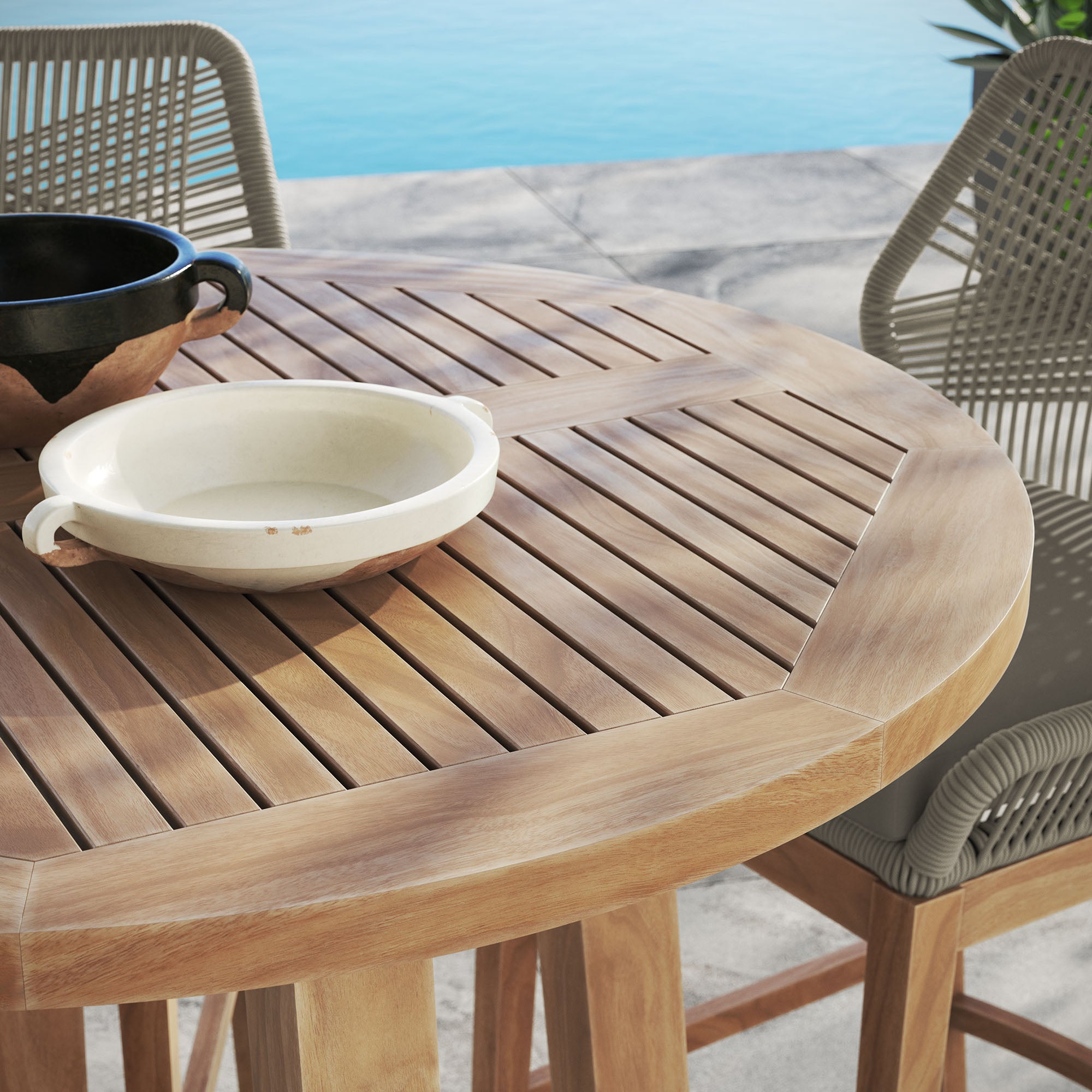 Modway Wellspring 3-Piece Outdoor Patio Teak Wood Bar Set
