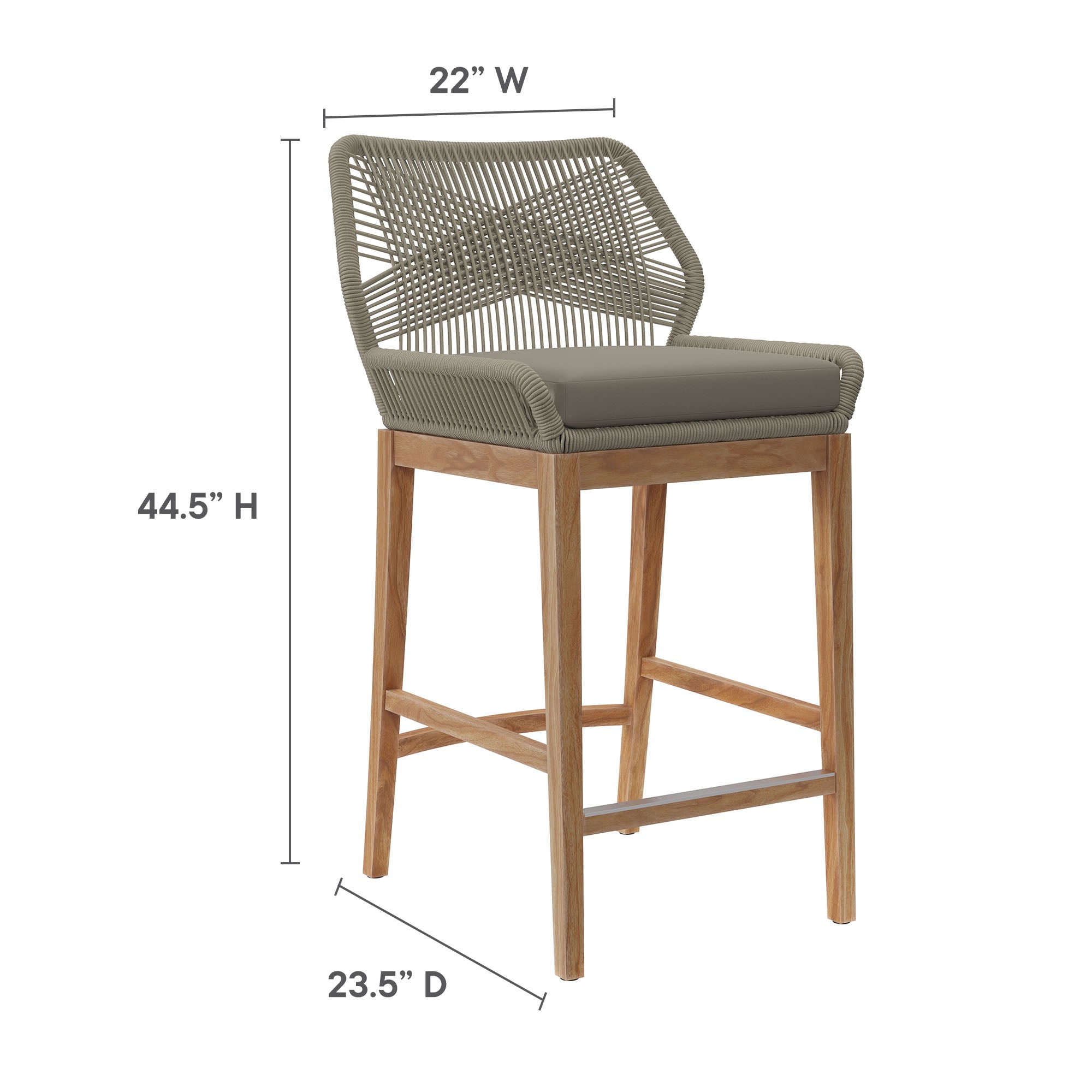 Modway Wellspring 3-Piece Outdoor Patio Teak Wood Bar Set