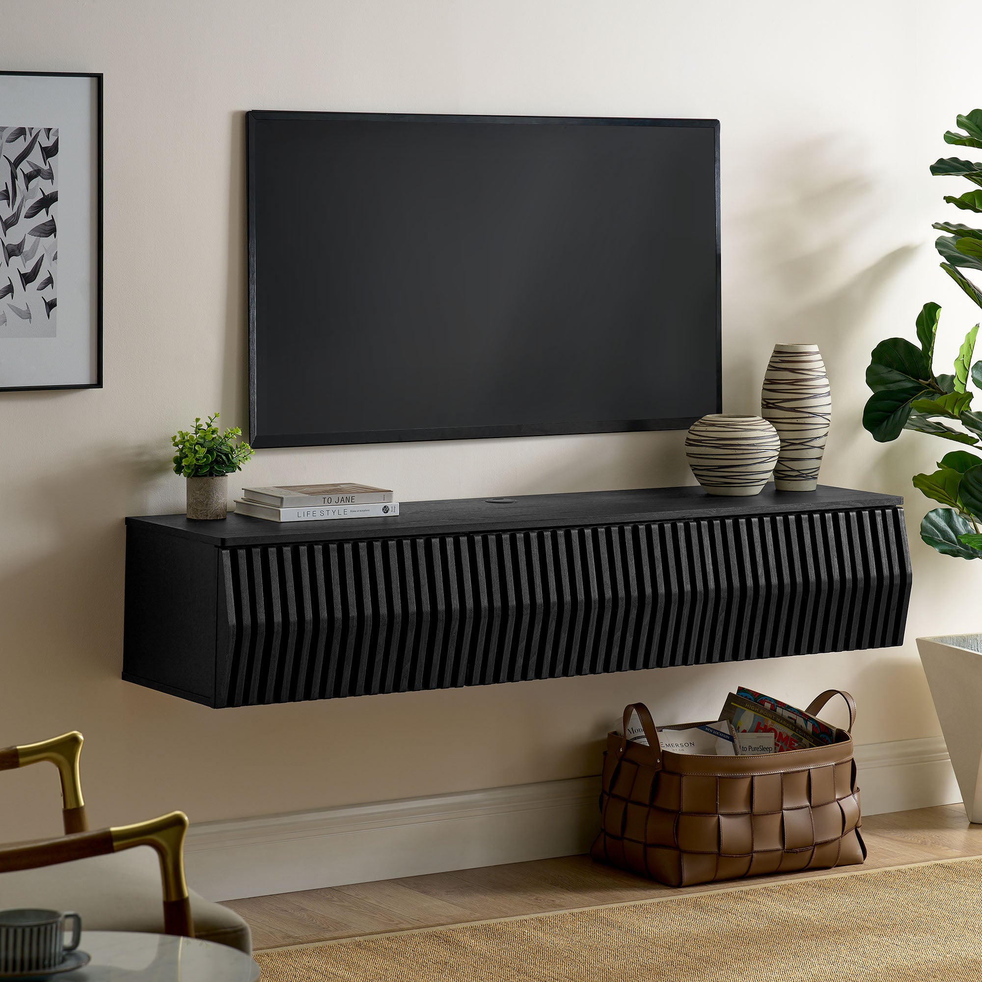 Modway Vaughn 64" Wall Mount TV Stand