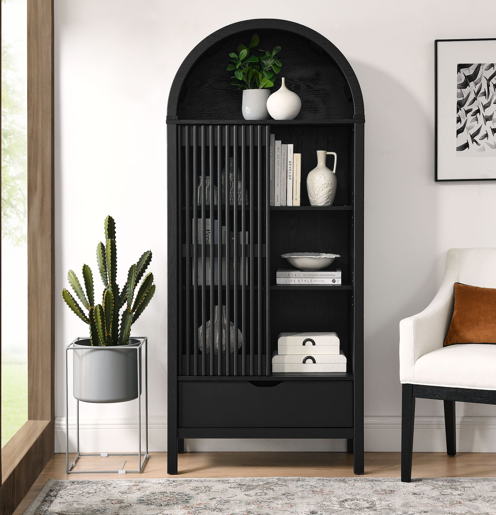 Modway Vaughn 71" Arched Storage Display Cabinet